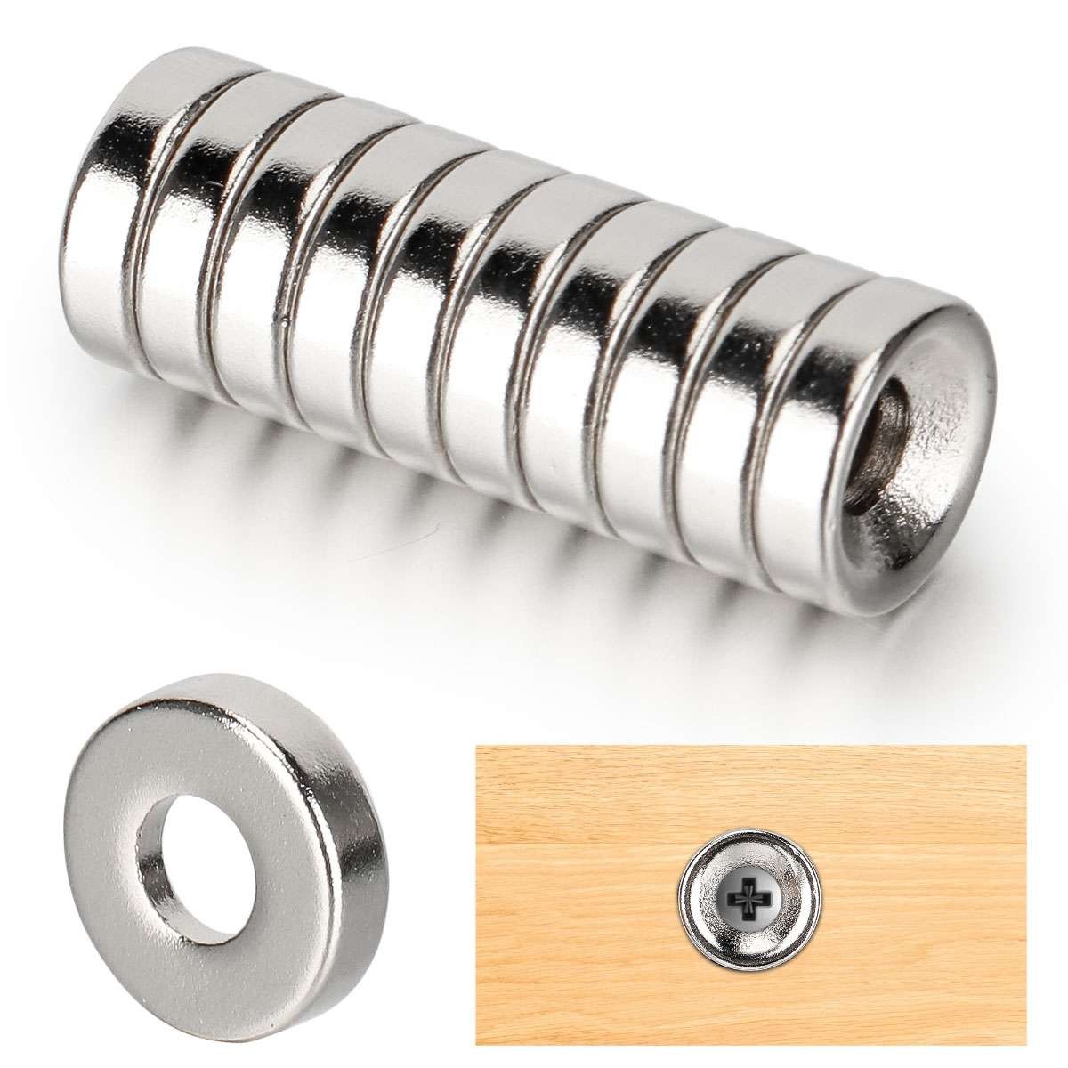 25 50 100Pc Strong Countersunk Ring Magnets 10*3mm Rare Earth Neodymium 4mm Hole