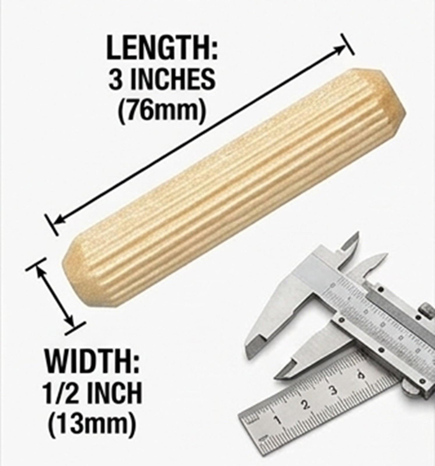 Pinehurst Crafts 1/2 Inch x 3 Fluted Wood 0.5 inches x 3 inches, Beige