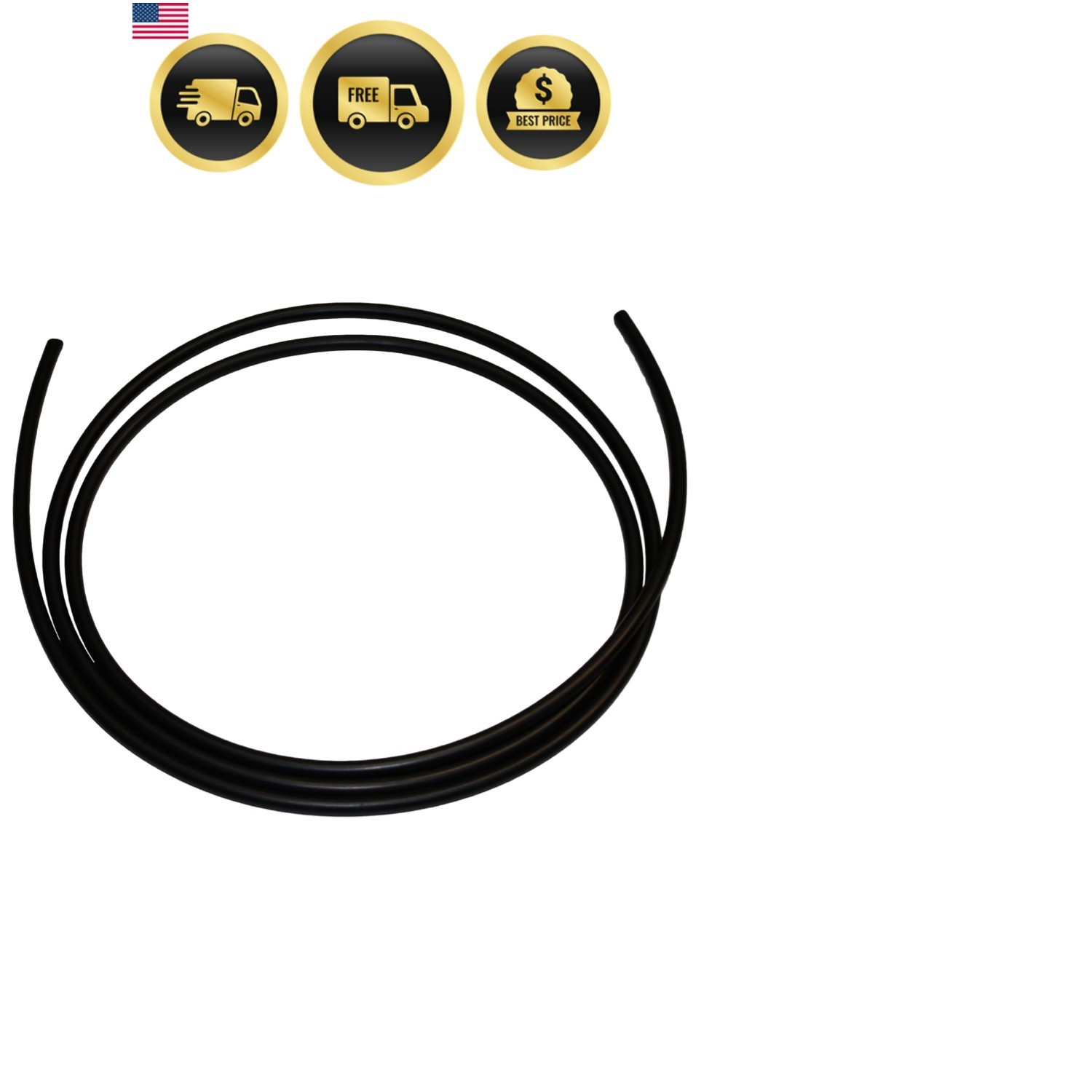 079» 2 mm Buna-N O-Ring Cord Stock, 70A Durometer, 10′ Piece, Black