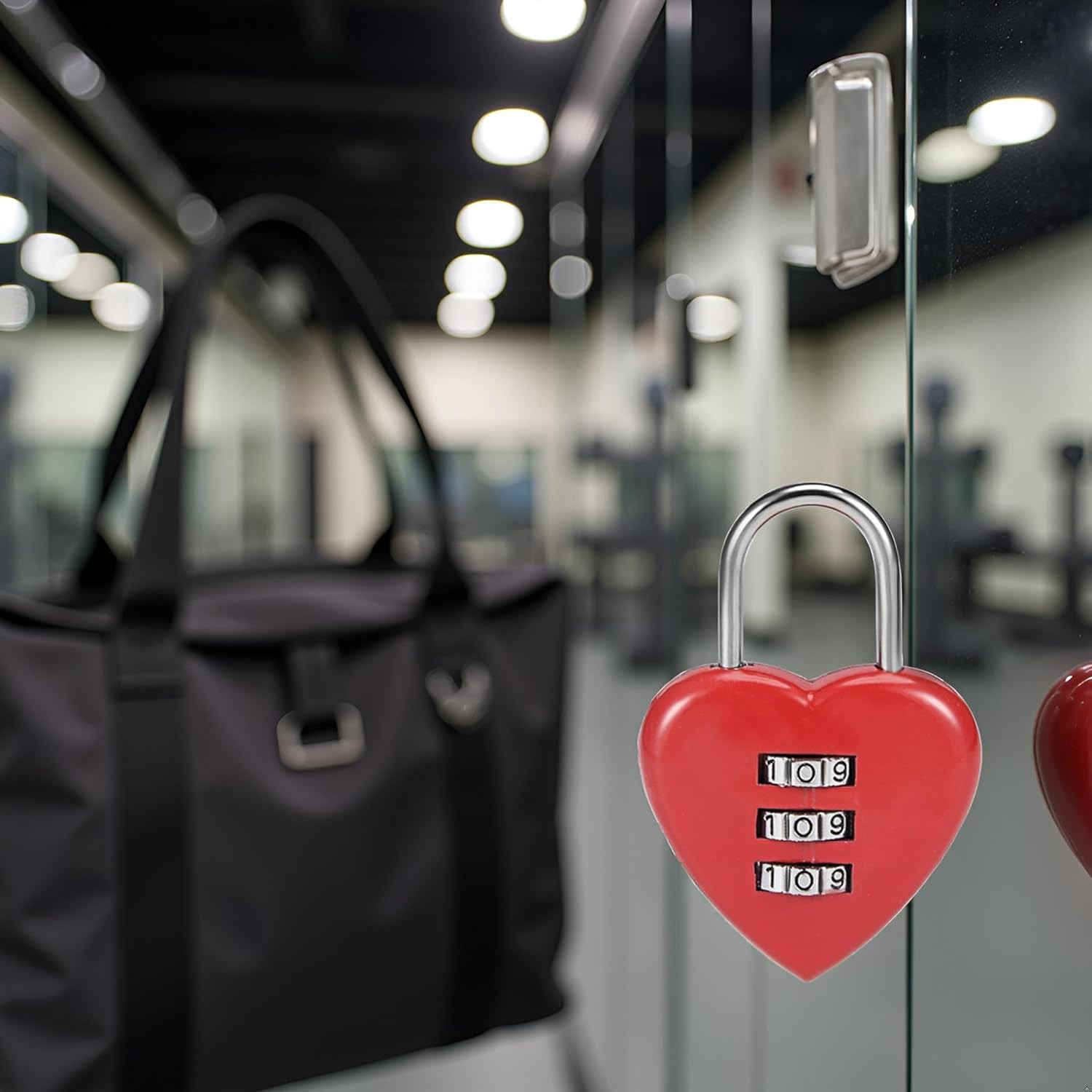 Red 3 Digit Combination Padlock, 3Mm Shackle, Zinc Alloy Lock Heart Shaped