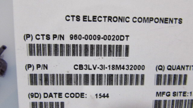 CB3LV-3L-18M43200 / 960-0009-0020DT CTS Corp XTAL OSC XO 18.4320MHZ HCMOS TTL 10