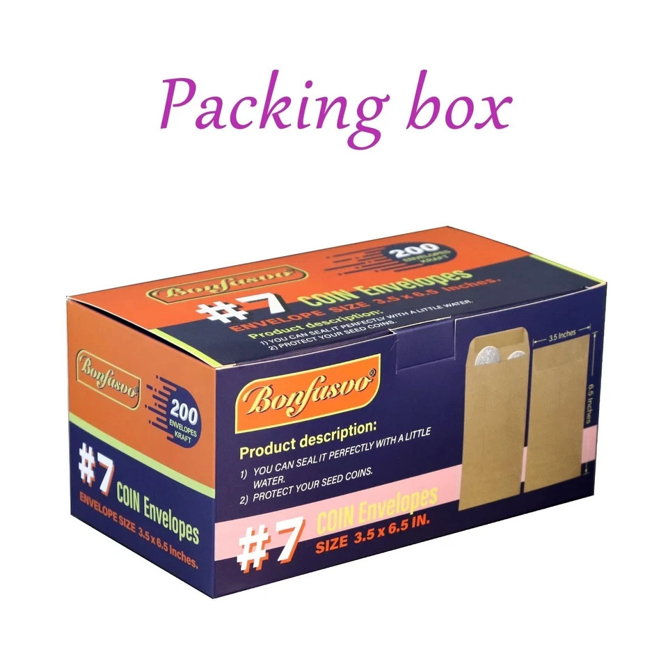 200 Pack #7 Kraft coin envelope 3.5 x 6.5 inches Kraft Envelopes Classic Smal…
