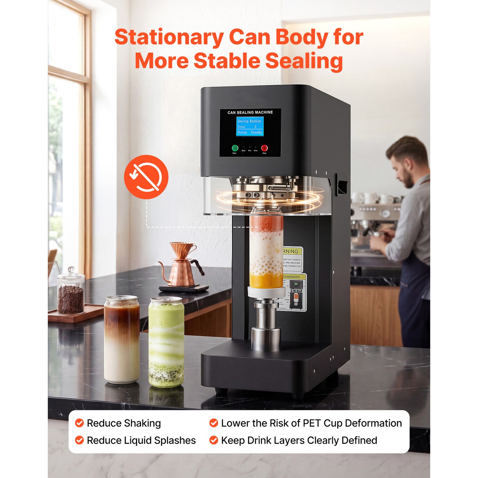 Uimoso Automatic Can Sealer Machine for Soda and Coffee Shops, Black