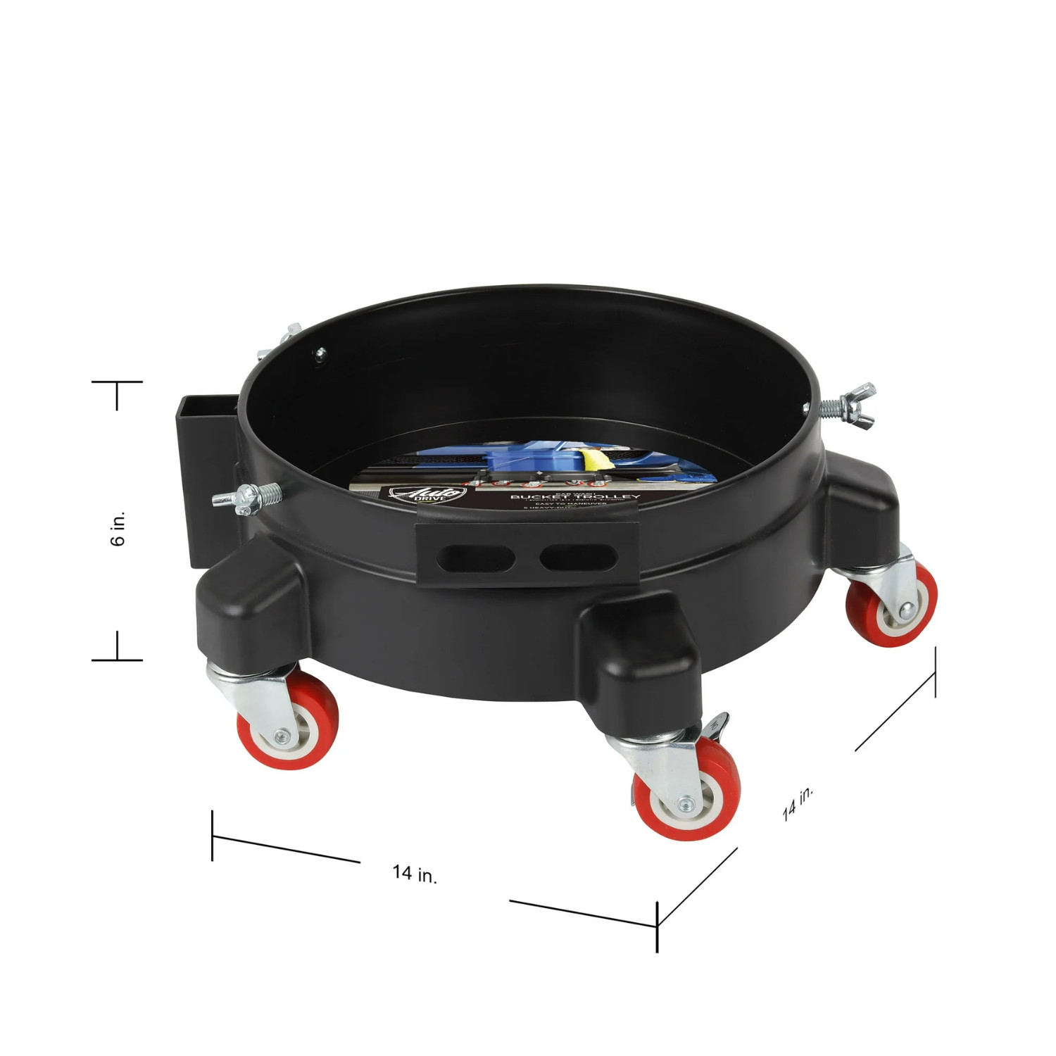 Auto Drive 12in Bucket Dolly with 5 Locking Casters Fits 3.5 to 7 Gallon Buckets