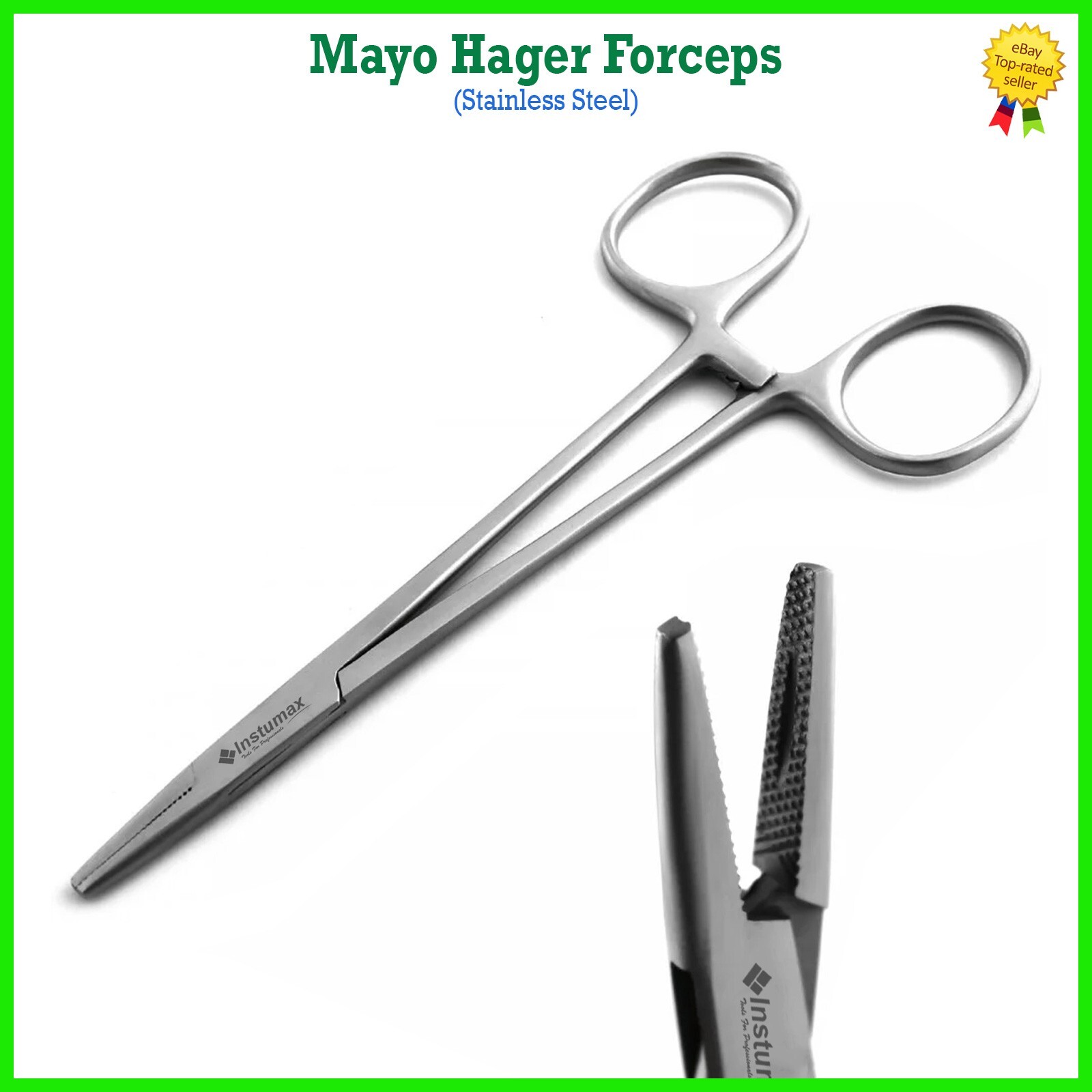 Pinzas Mayo-Hegar Recta y Curva Acero Inoxidable Instrumento Quirúrgico