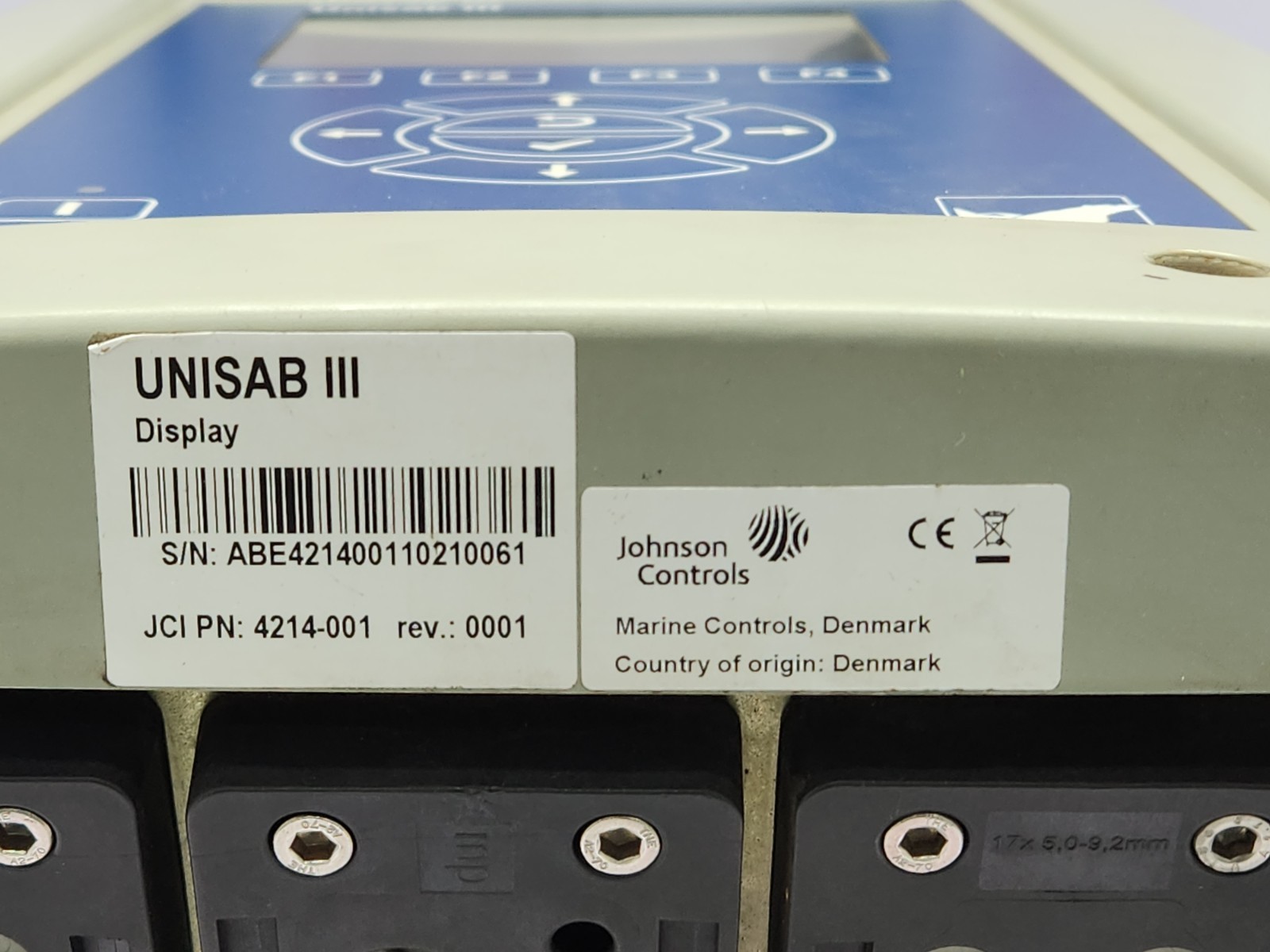 JOHNSON CONTROLS SABROE UNISAB III 4214-001 DISPLAY CONTROLLER UNIT 4209-001
