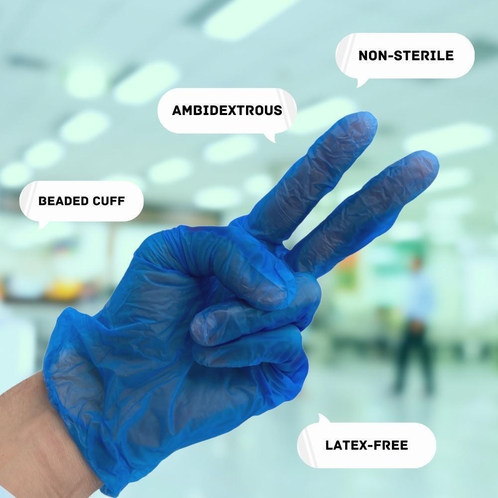 Blue Latex Free, Powder free, Vinyl Disposable Gloves – 5 MIL, Small, 1000 Pcs