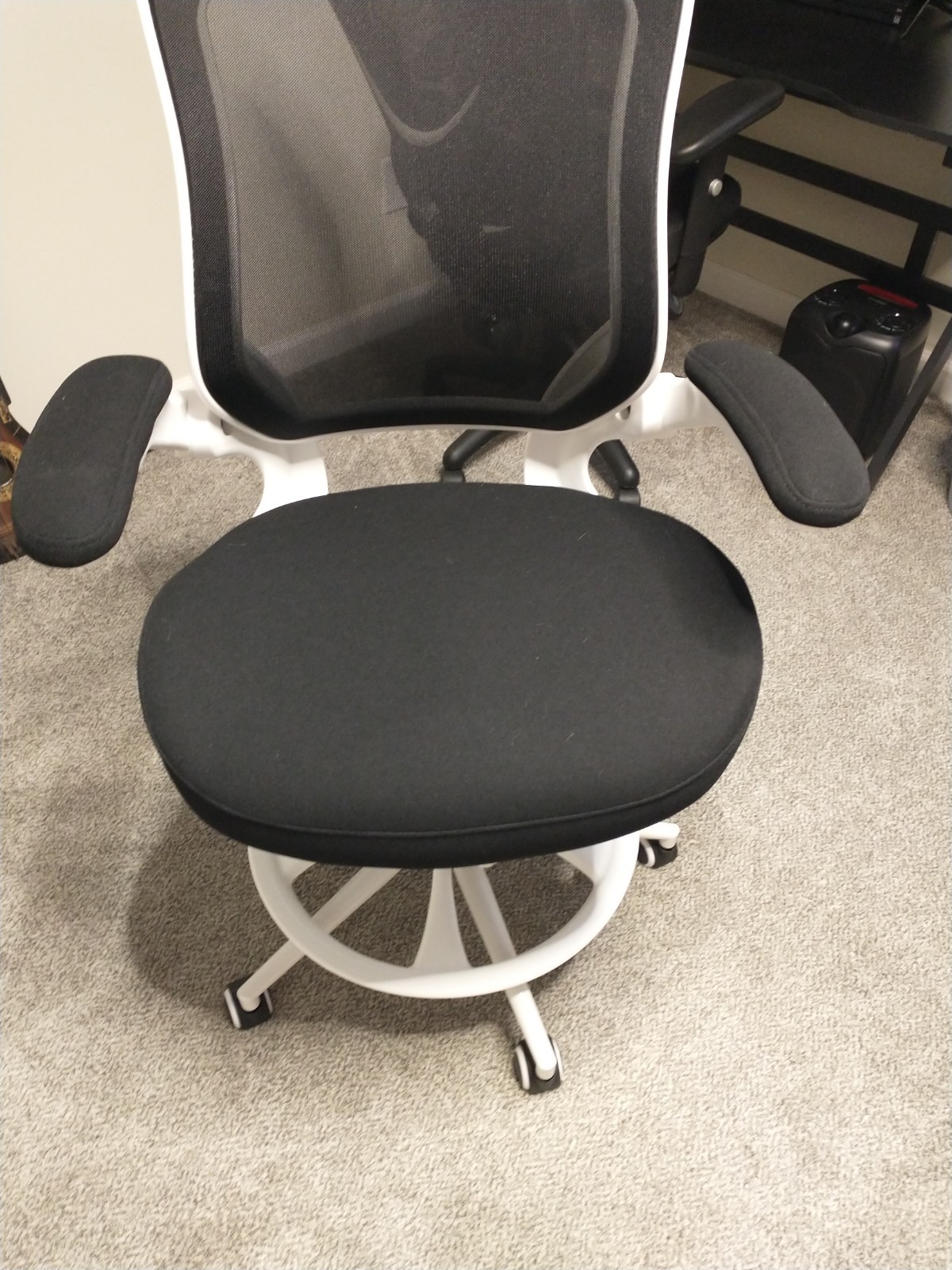 New Bojuzija Drafting/Office Chair With Foot Rest Flip Up Armrests White & Black