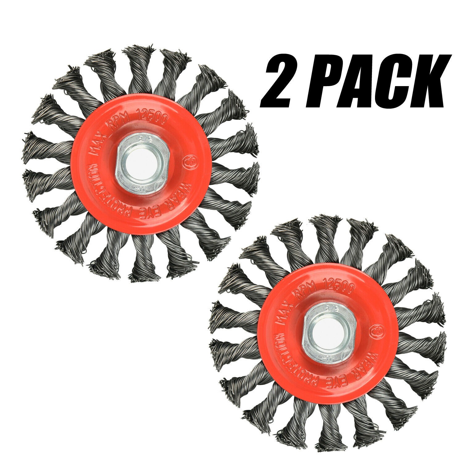 AAIN 4″ Twist Knotted Wire Cup Wheel Brush for Grinders, 5/8″-11 Threaded Arbor