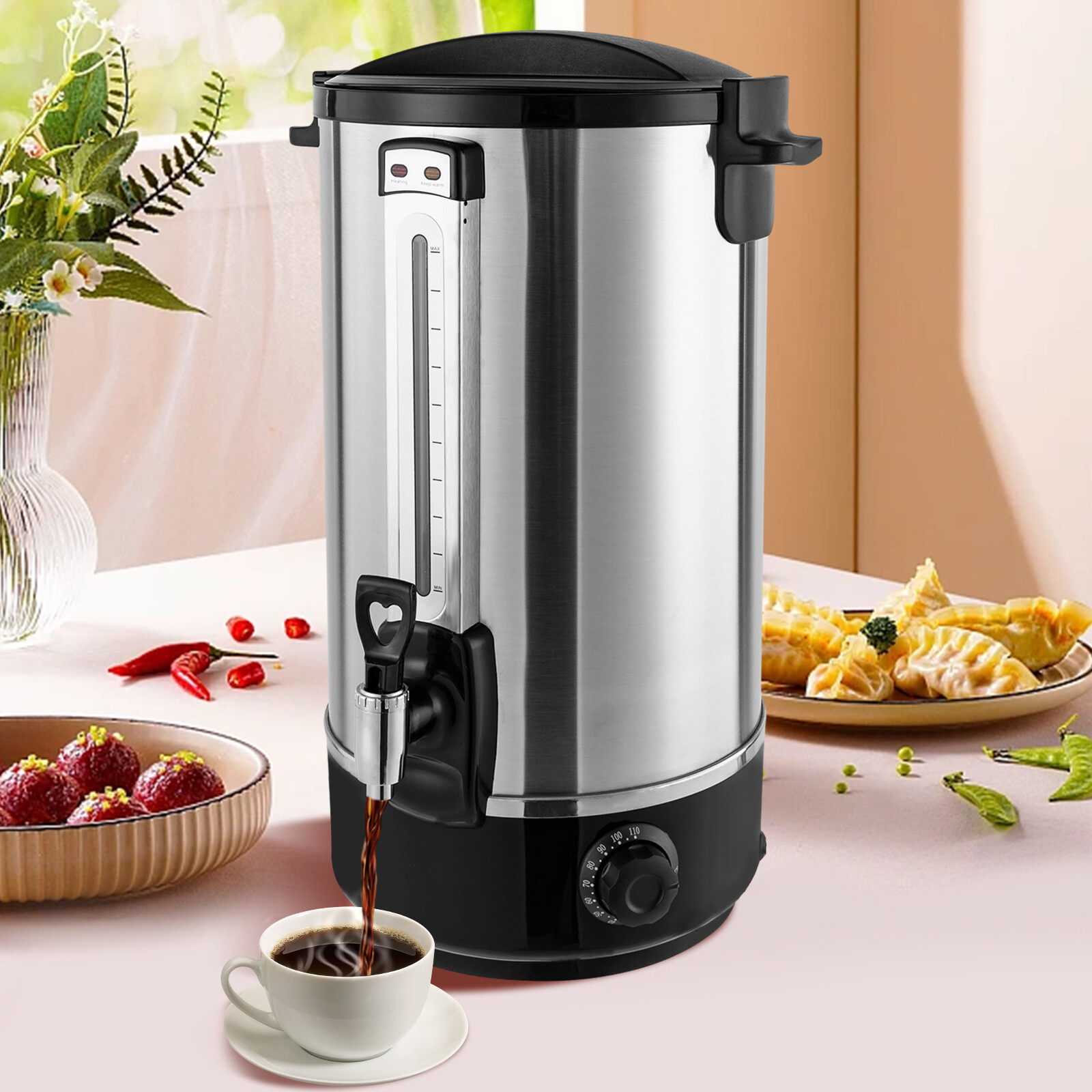 2-Layer Commercial Eletric Hot Water Bucket Countertop Water Boiler 110V