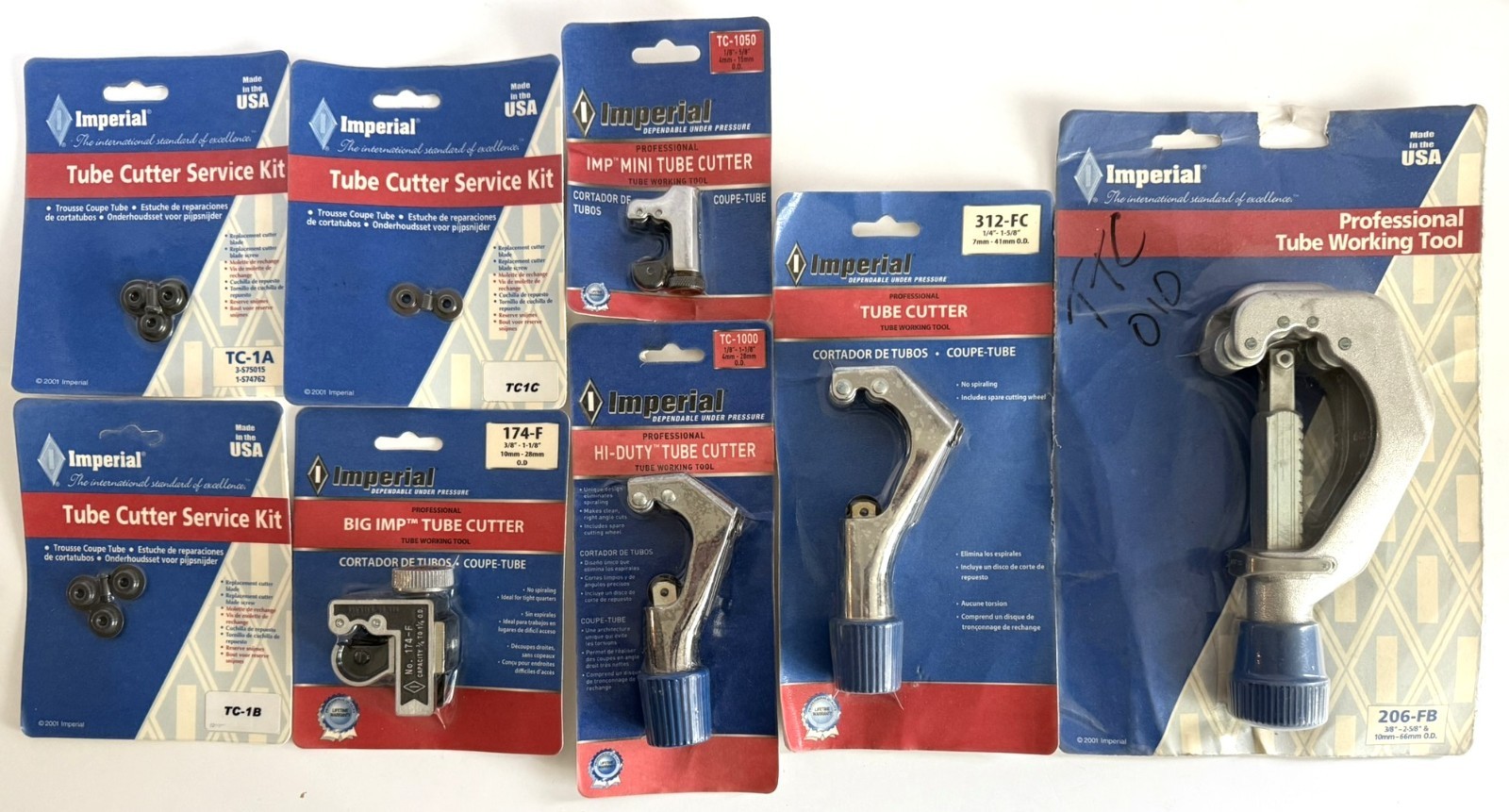 IMPERIAL TUBE CUTTER LOT of 5 CUTTERS and 3 SERVICE KITS BLADES PIPE HVAC