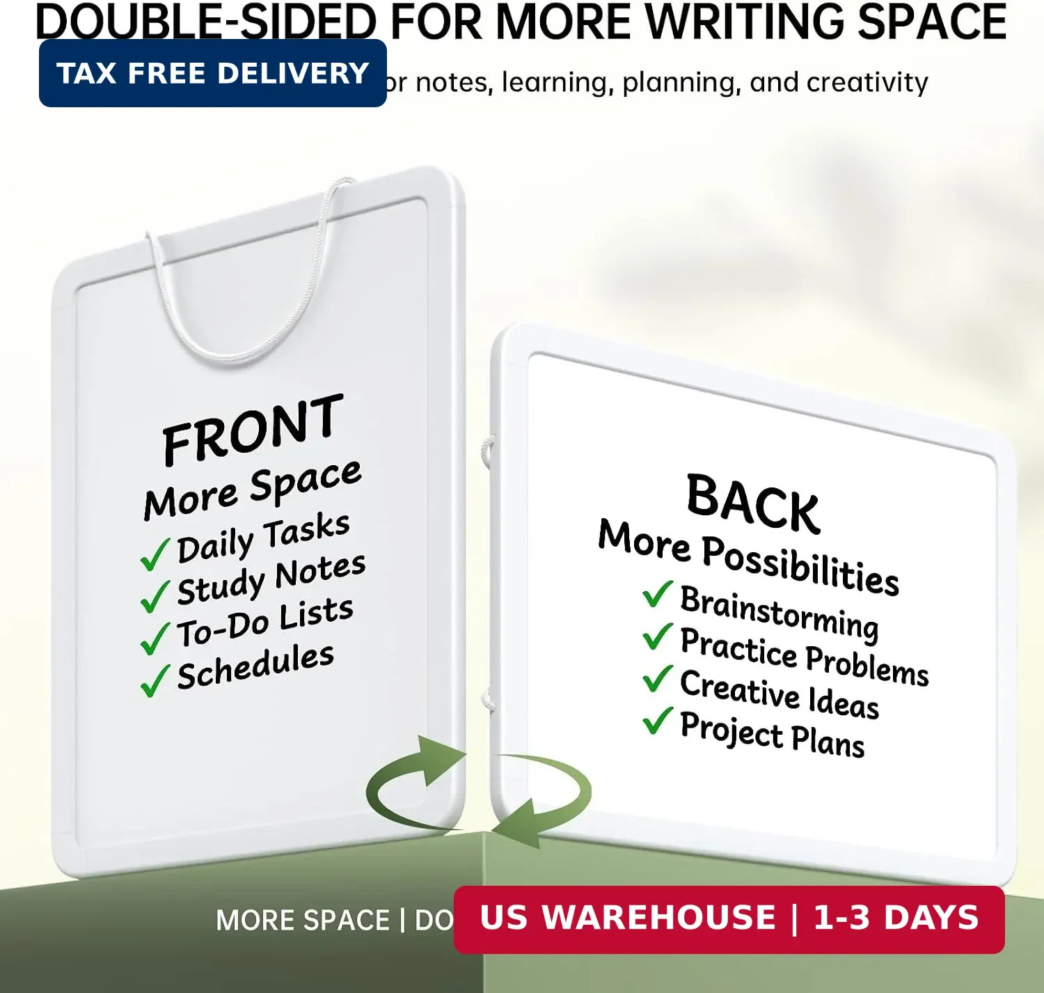 8.5×11 Inches Small Whiteboard, Double Sided Dry Erase Board with 4 Markers and