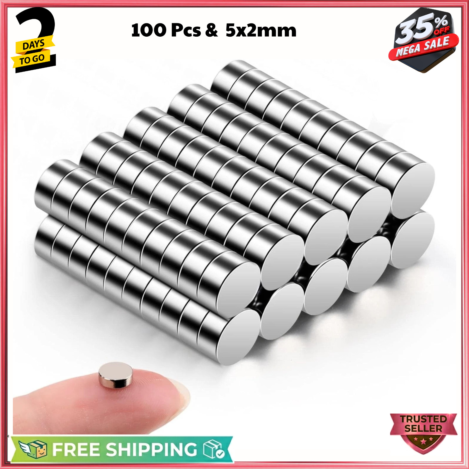 100 Pcs Small Magnets 5×2 mm Neodymium for Crafts