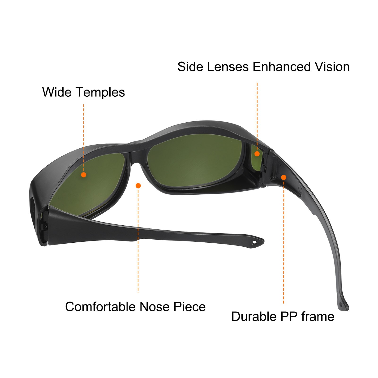 Welding Glasses IR Shade 5 Green CE Certified Protective Glasses Wrap-Around Len