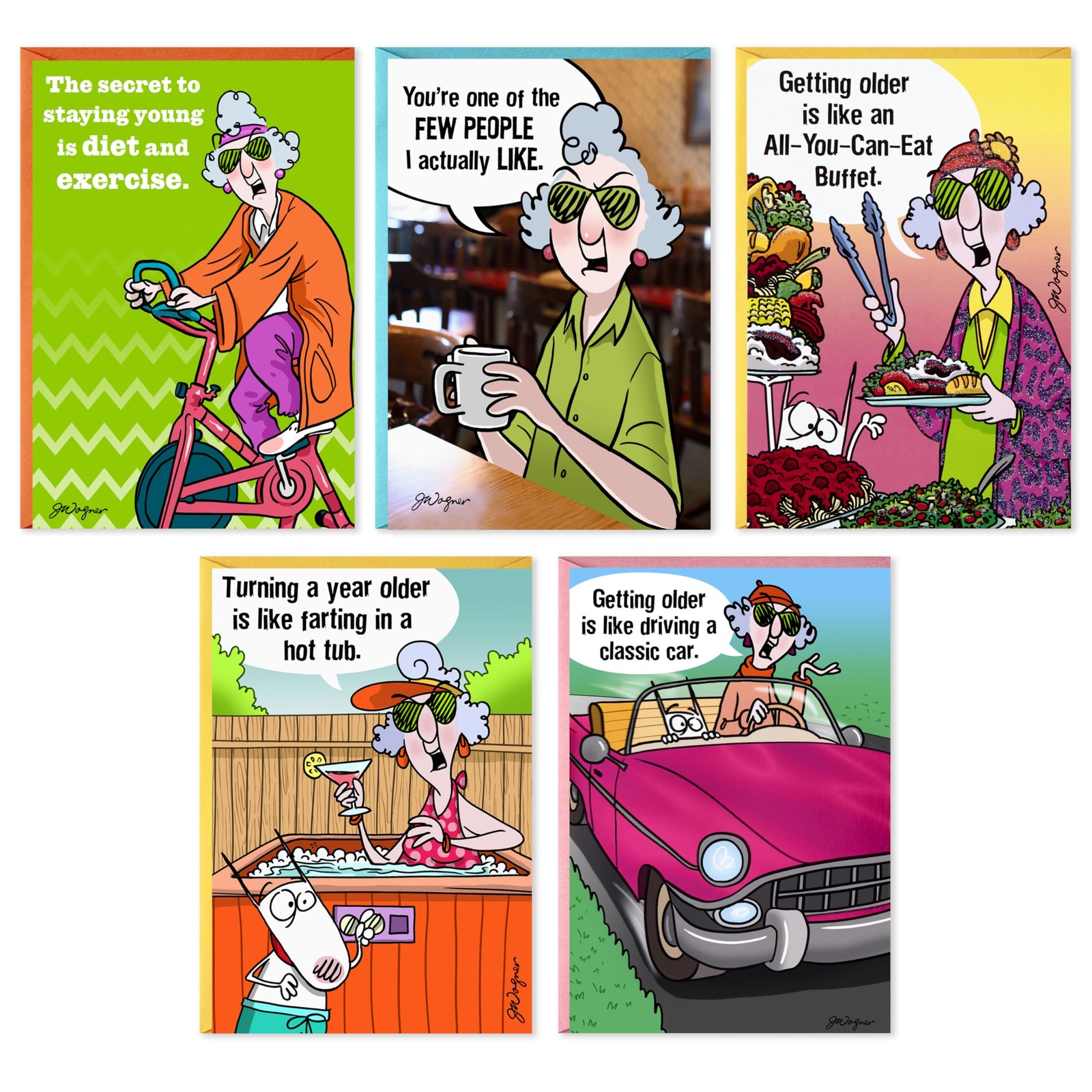 Hallmark Maxine Funny Birthday Cards Assortment 5 inches x 7.2 inches, Green