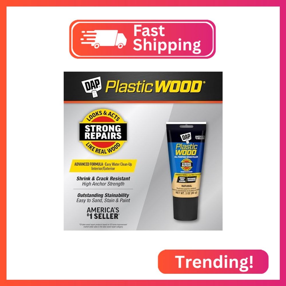 DAP Plastic Wood All Purpose Latex Wood Filler, Natural, 3 Oz (7079800580)