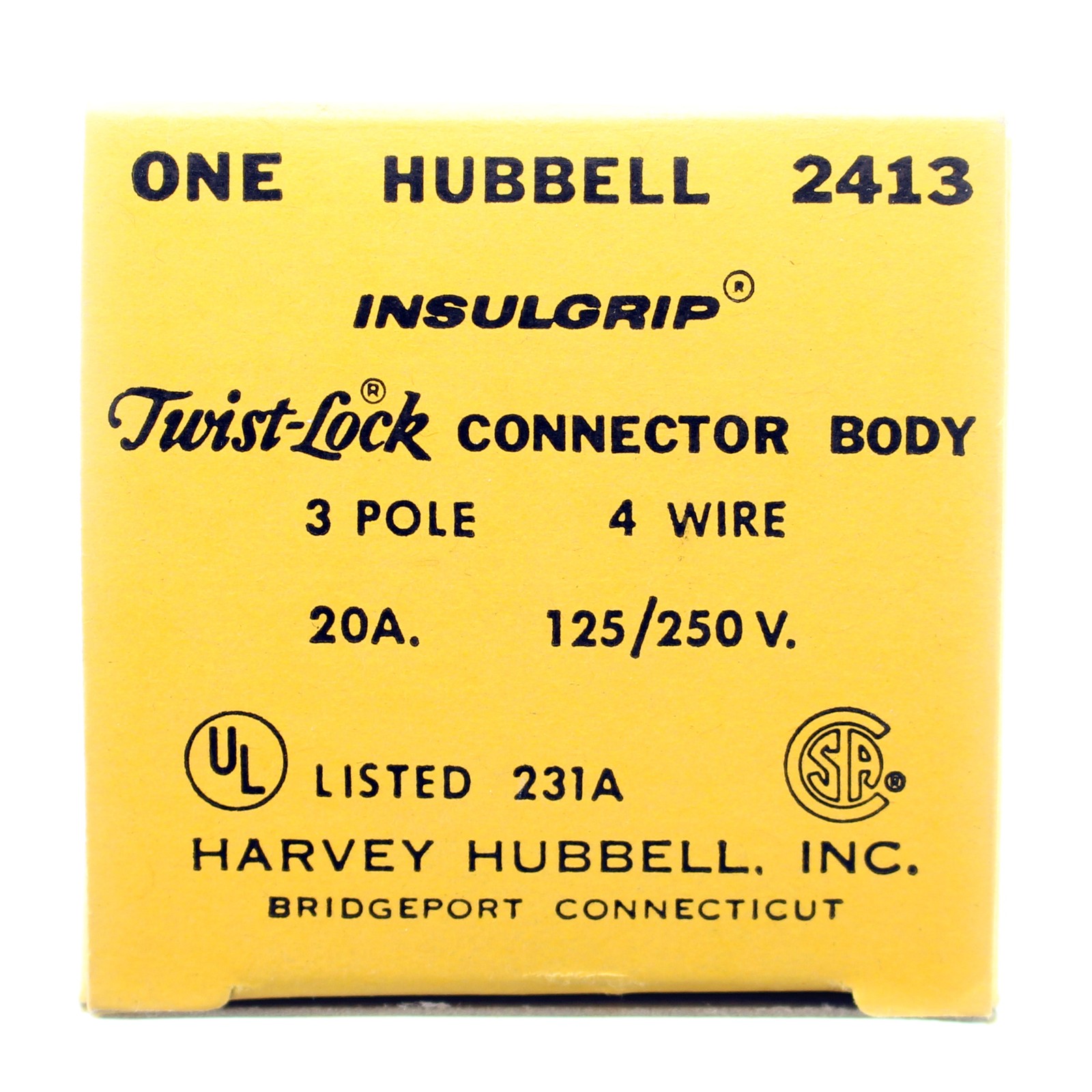HUBBELL 2413 TWIST-LOCK CONNECTOR BODY, NEMA L14-20R, 20-AMP 125/250-VOLT