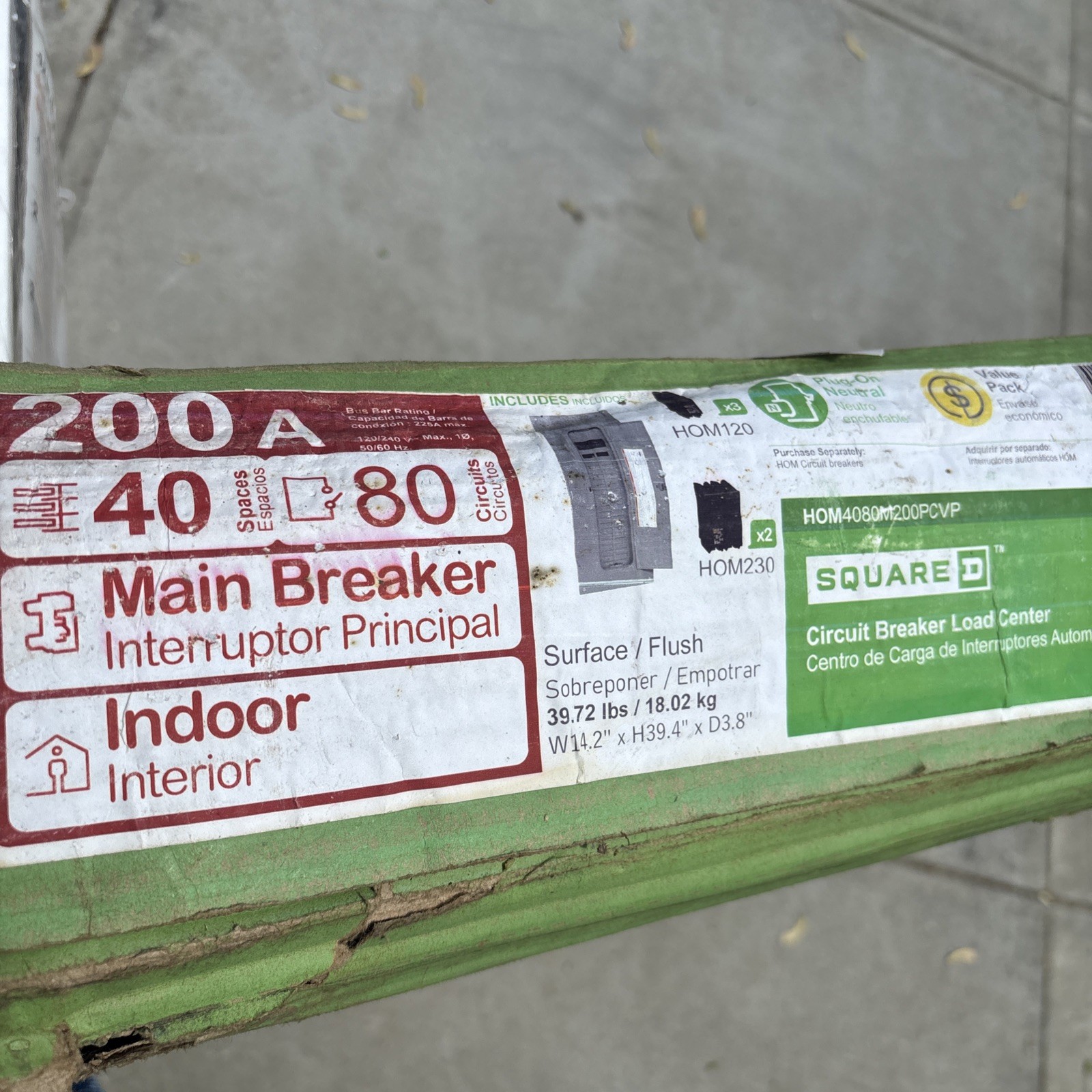 Square-D 200-Amp 40-Space 80-Circuit Indoor Main-Breaker Panel Box Load-Center