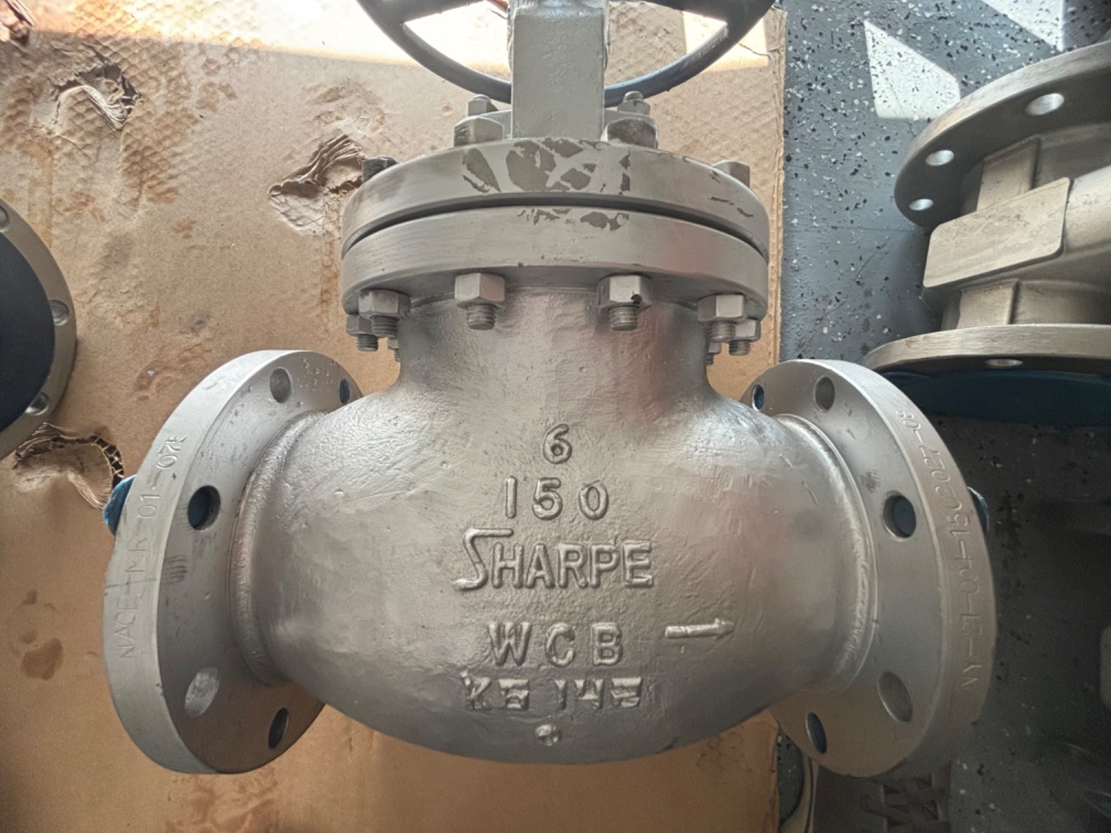 Sharpe WCB Globe Valve 6” 150# Flange Fig #45114 Stellite Seat (NEW) open box