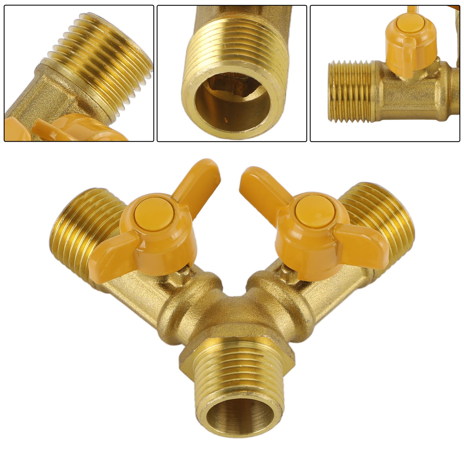 3 Way Shut off Ball Valve 1/2″ Hose Barb Y Shaped Valve 2 Switch Brass Fitting