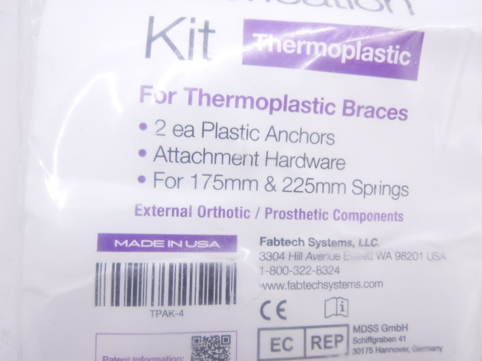 Fabtech PDE Neuromuscular Kids (Pediatric) Thermoplastic Anchor Kit TPAK-4