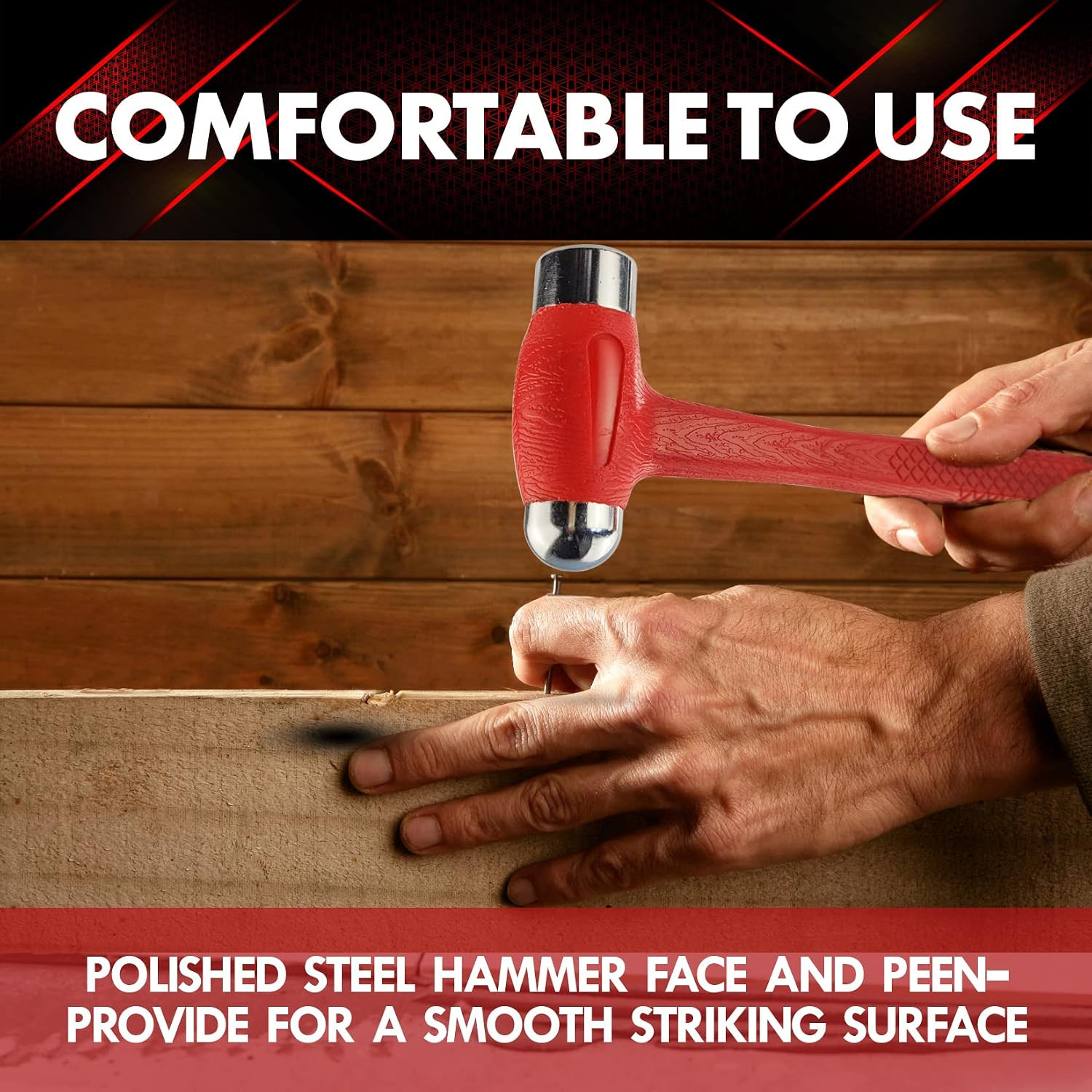 24 oz Dead Blow Hammer Dual Head Ball Peen Blow Striking Flat Pein Non-Slip Hand