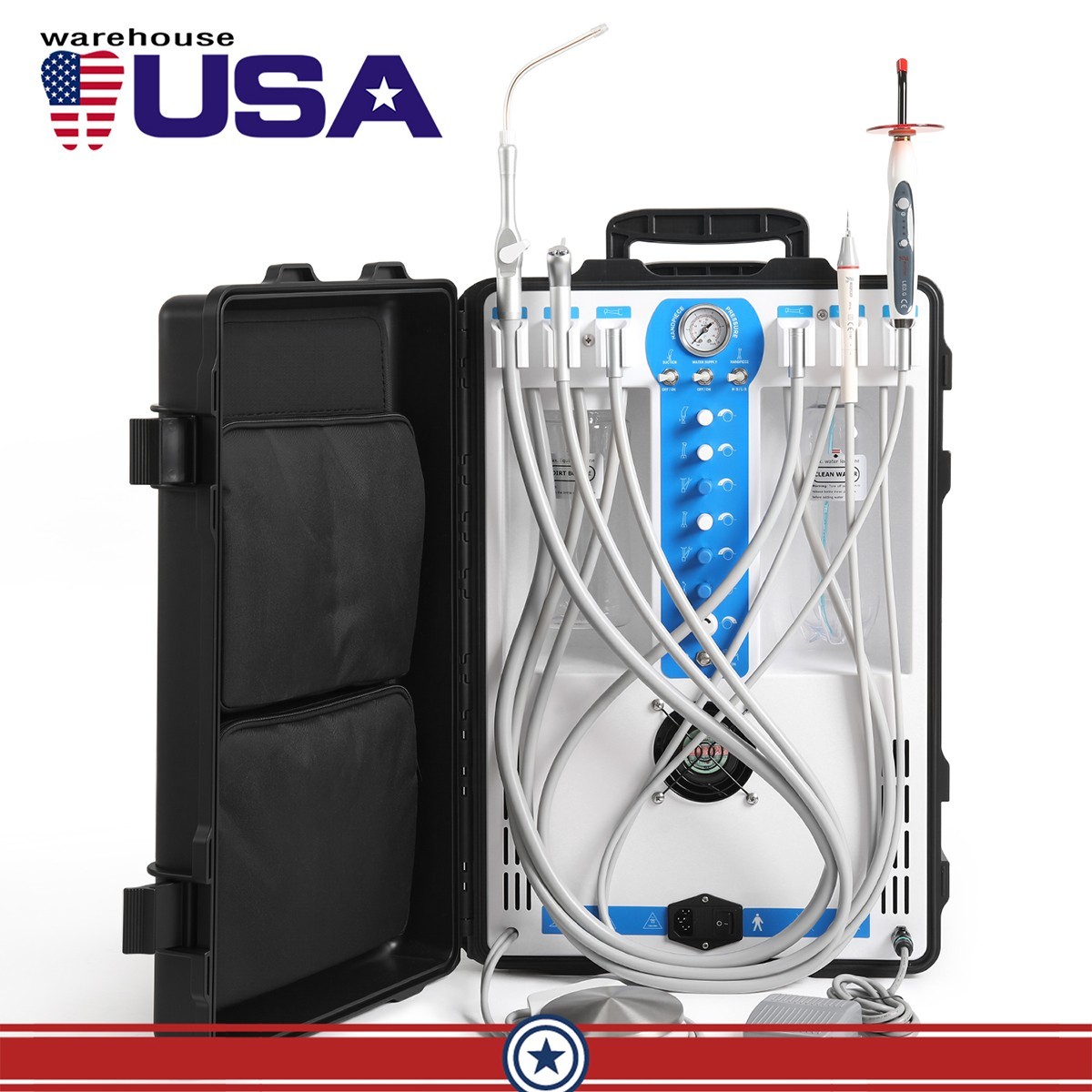 Dental Portable Delivery Unit Mobile System with Air Compressor Scaler/Tubing