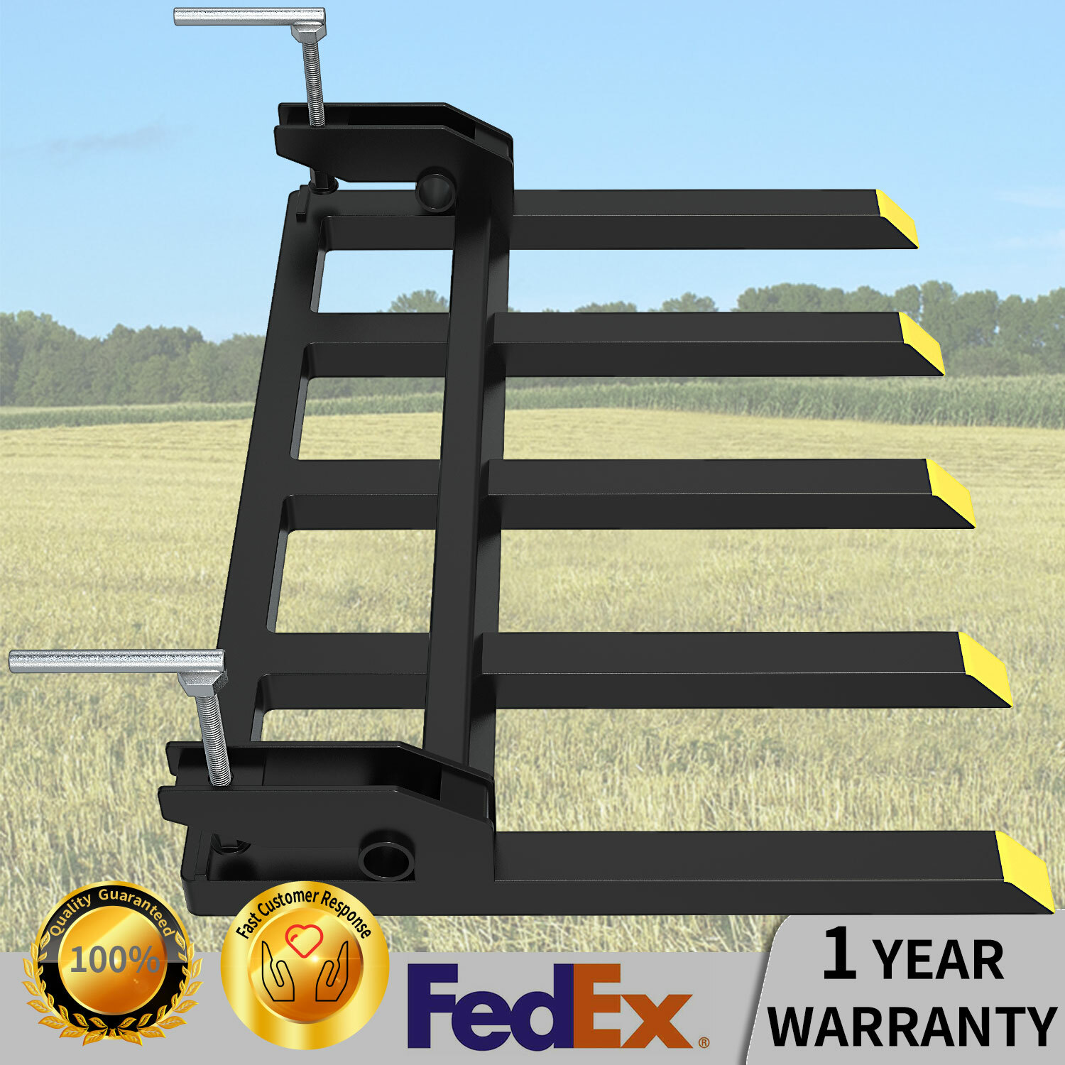 42″ Heavy Duty Debris Fork for Tractor Skid Steer Buckets Clamp on Trash Forks