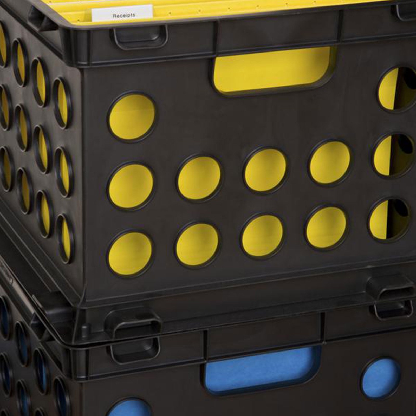 File Crate, Versatile Plastic Bin, Letter or Legal-Sized Storage, Black,6 Count