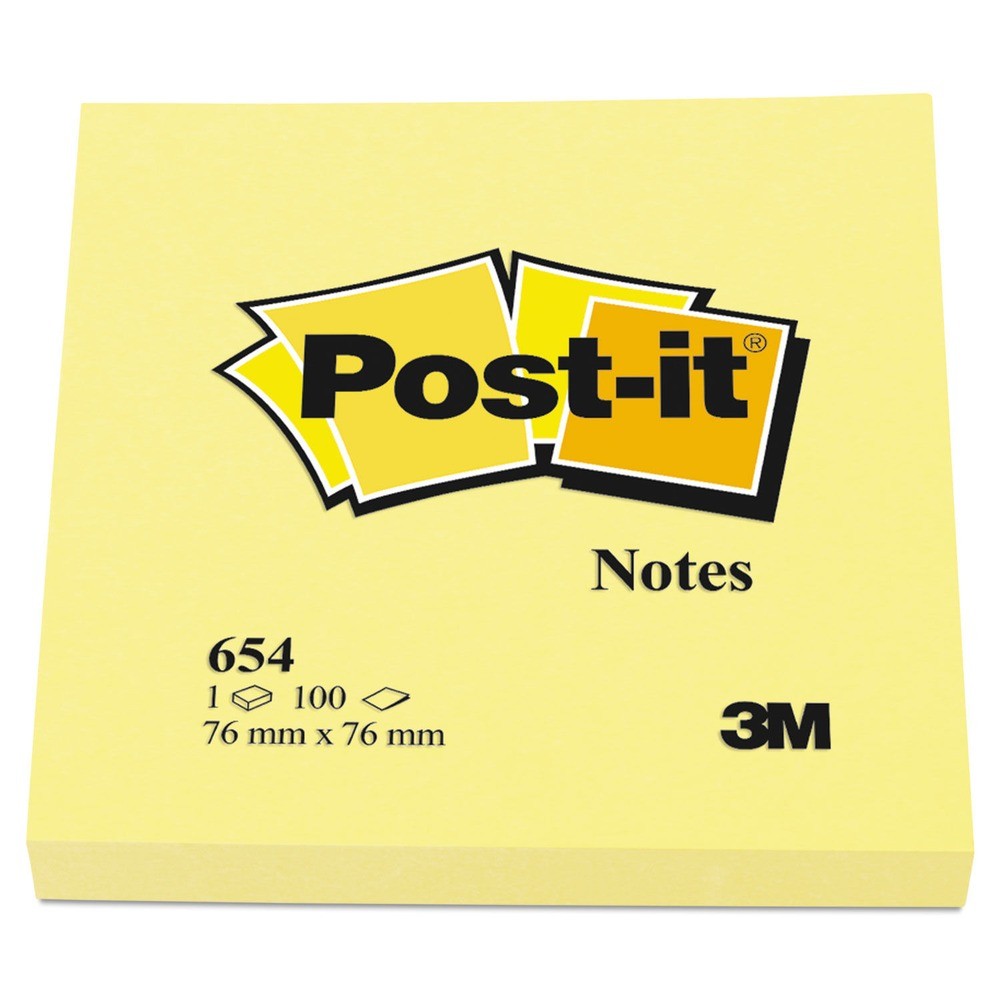 Post-it Notes 654YW 3″ x 3″ Original Pads – Canary Yellow (12/PK) New