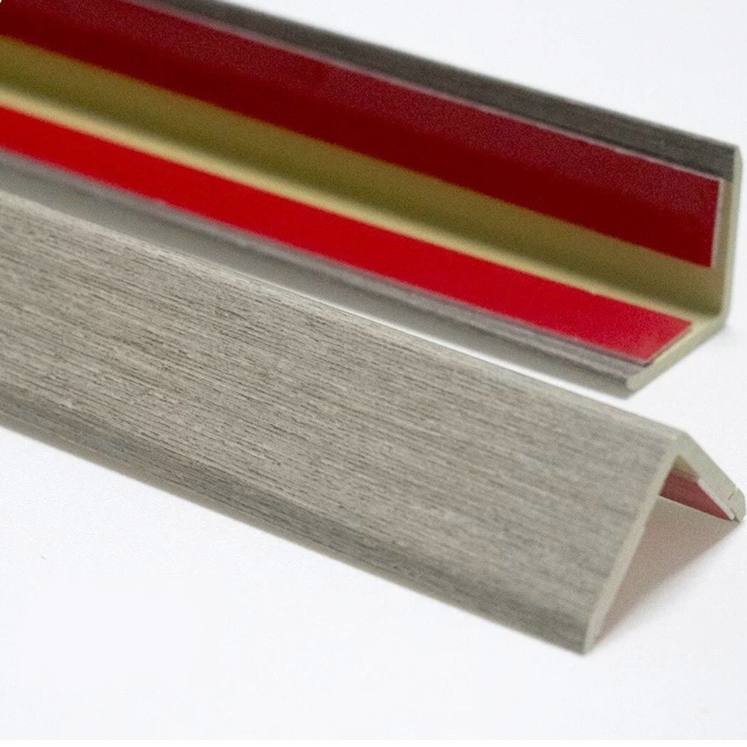PVC Plastic Corner Protector Wood Pattern 90 Degree Edge Guard Adhesive 47 in