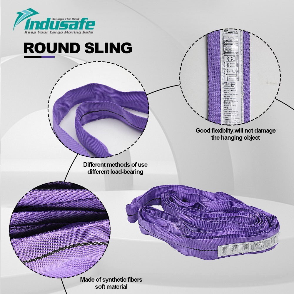 4 Pack 6′ Endless Loops Round Sling Crane Recovery Strap Lifting Tow Pull Purple