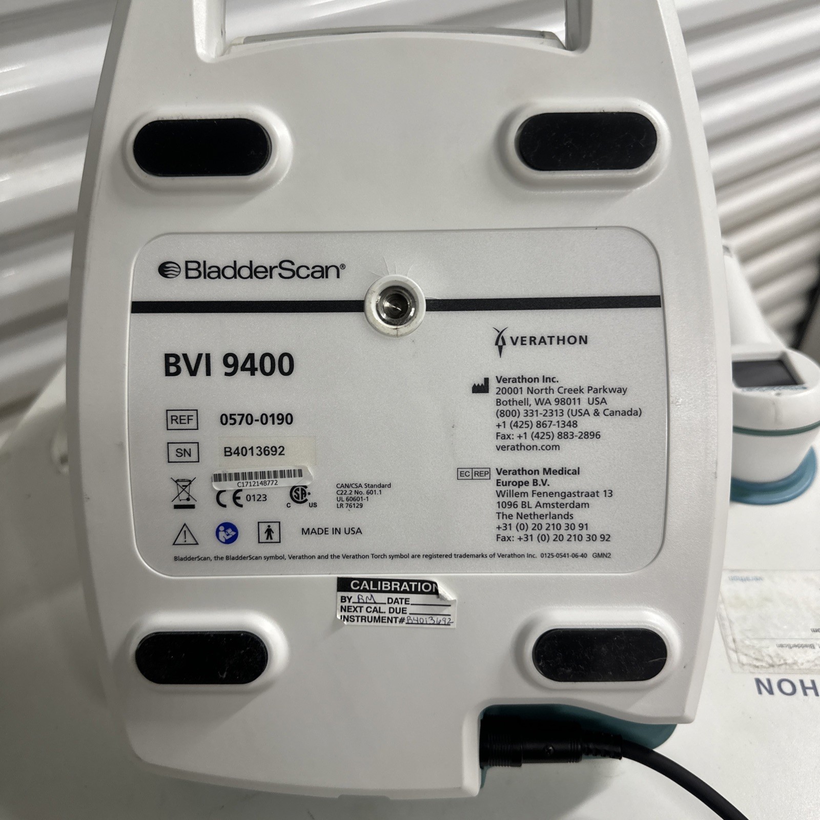 Verathon BladderScan BVI 9400 Portable Ultrasound System w/ Probe *No Battery*