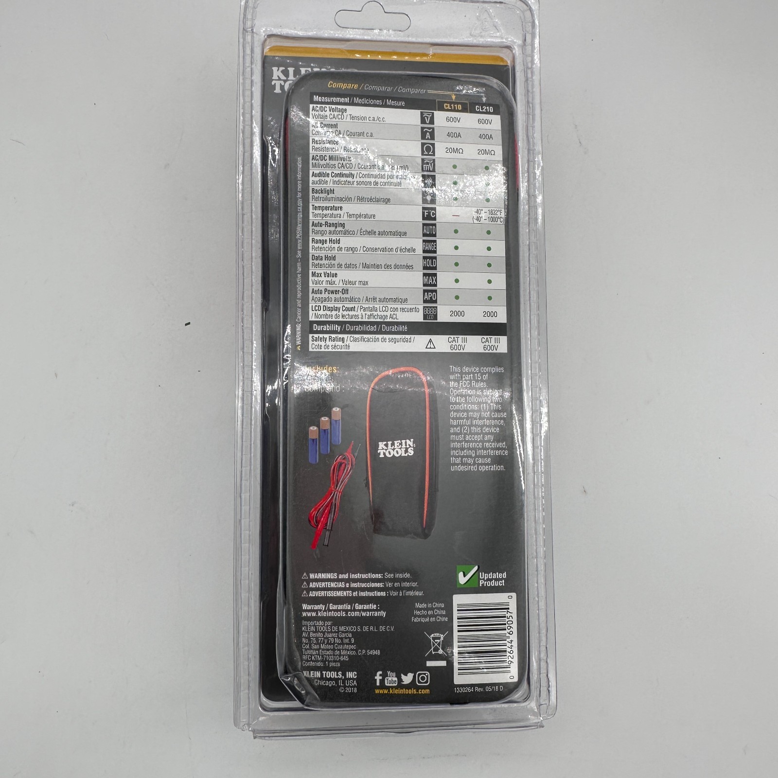 Klein Tools CL110 400A AC Auto-Ranging Digital Clamp Meter CAT III 600V