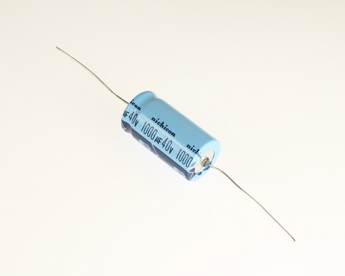 LOT OF 15 TLB1G102M NICHICON CAPACITOR 1,000UF 40V ALUMINUM ELECTROLYTIC AXIAL
