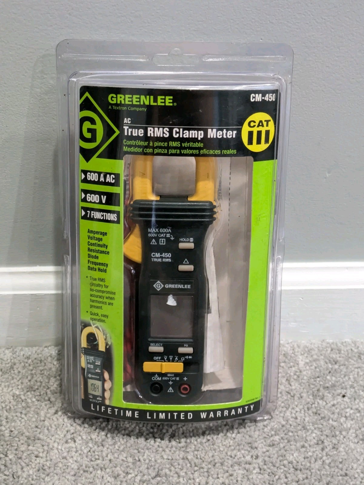 Greenlee CM-450 AC True RMS Clamp Meter, 600V 600A FREE PPDMM-20 Pocket Meter