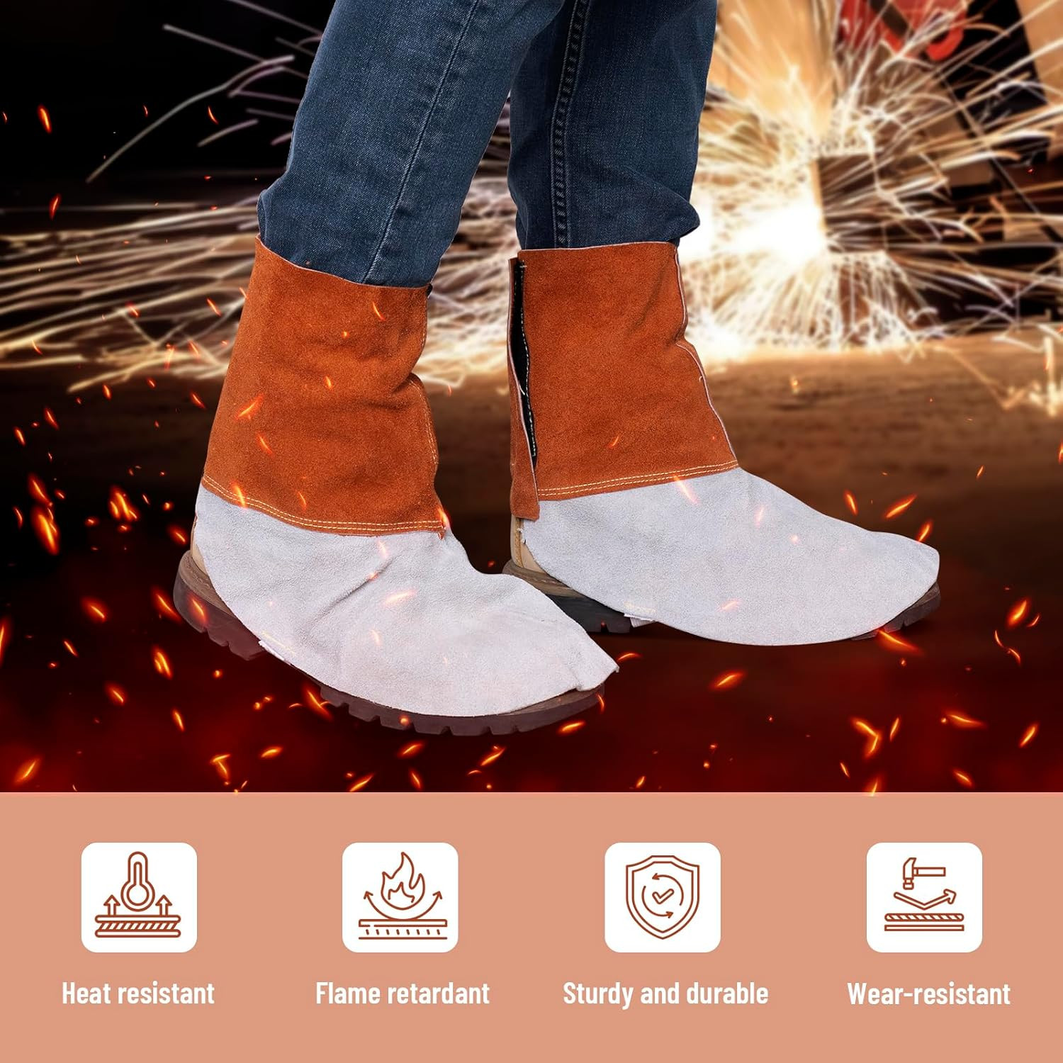 Leather Welding Spats – Heat and Abrasion Resistant Welding Boot Covers – Shoes