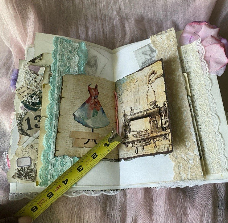 Handmade Shabby Chic Layered Junk Journal – Romantic Floral Scrapbook Diary Book