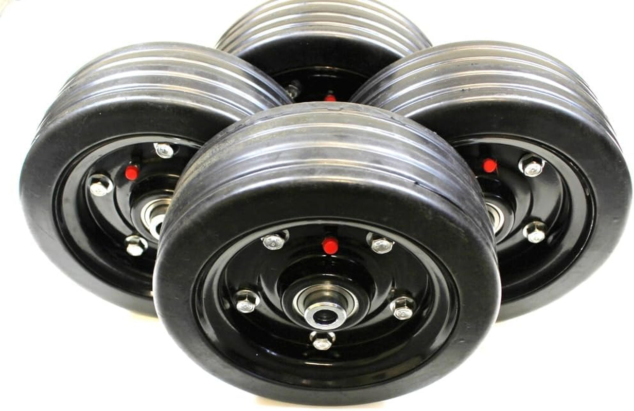 4 PACK 8 1/8″ Dia X 3″ Width Finish Mower Solid Molded Wheel – Internal Bushing