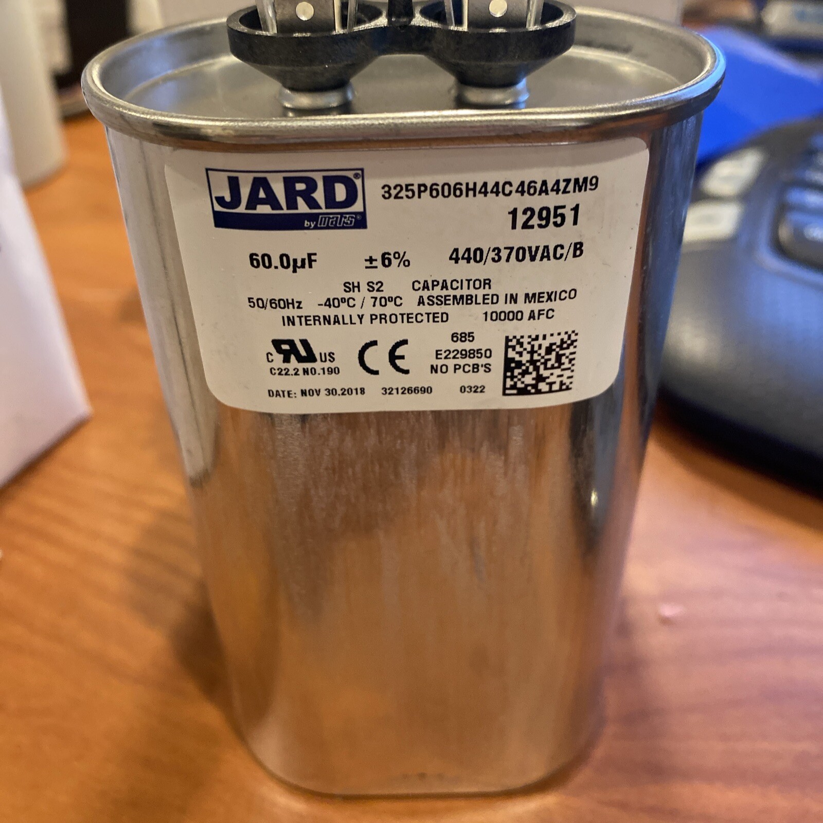 (LOT OF 7) Jard 12951 Oval Motor Run Capacitor 60.0 MFD 440/370VAC