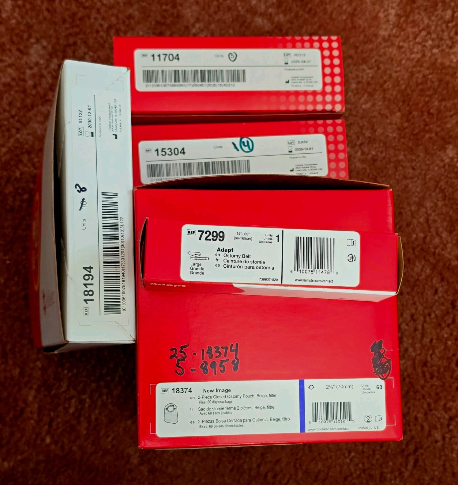 Hollister Ostomy Supplies 18374, 8958, 7299, 15304, 11704 and 18194