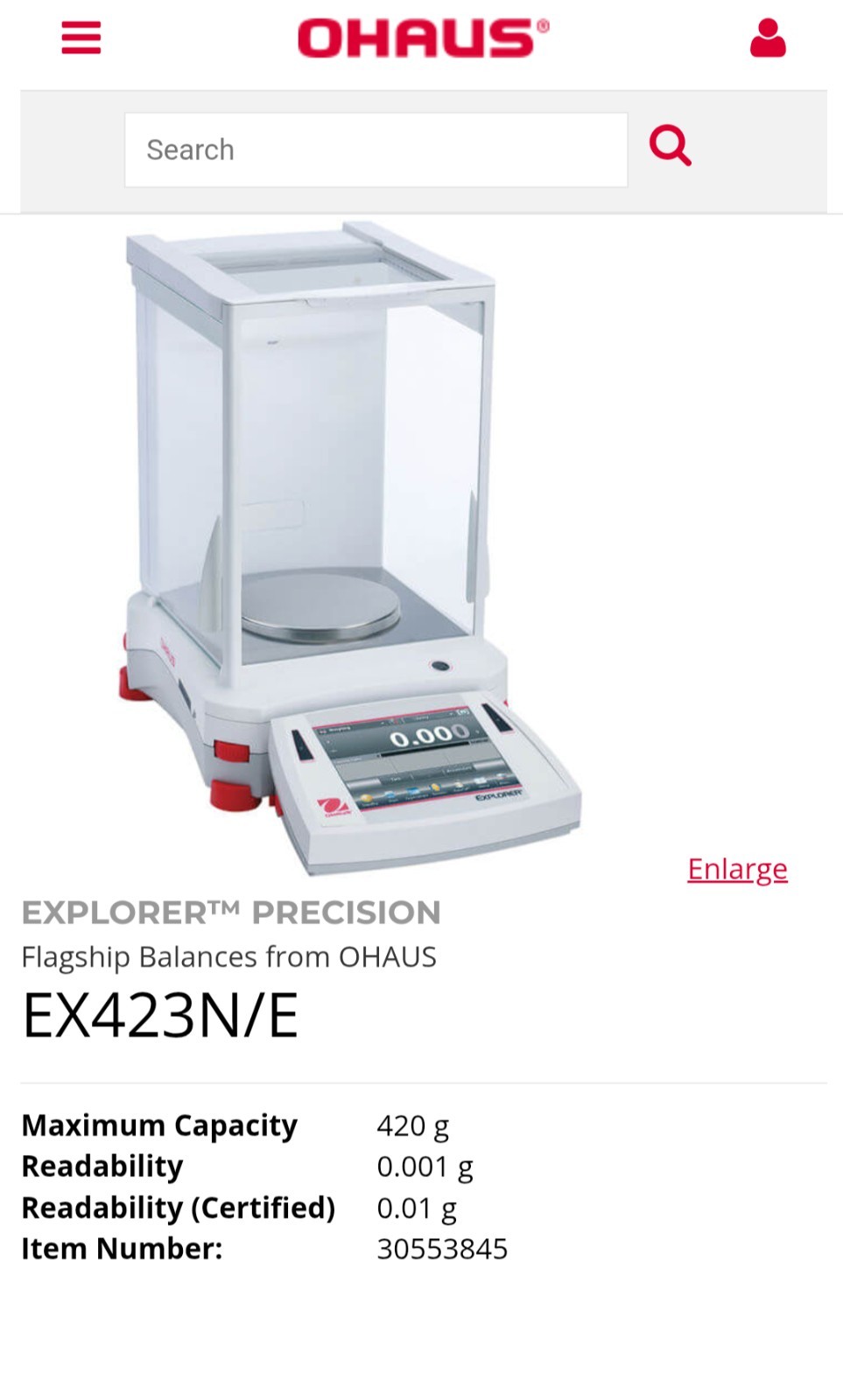 OHAUS EX423N Electronic Balance Lab Scale for Physical/Medical/Biological Labs