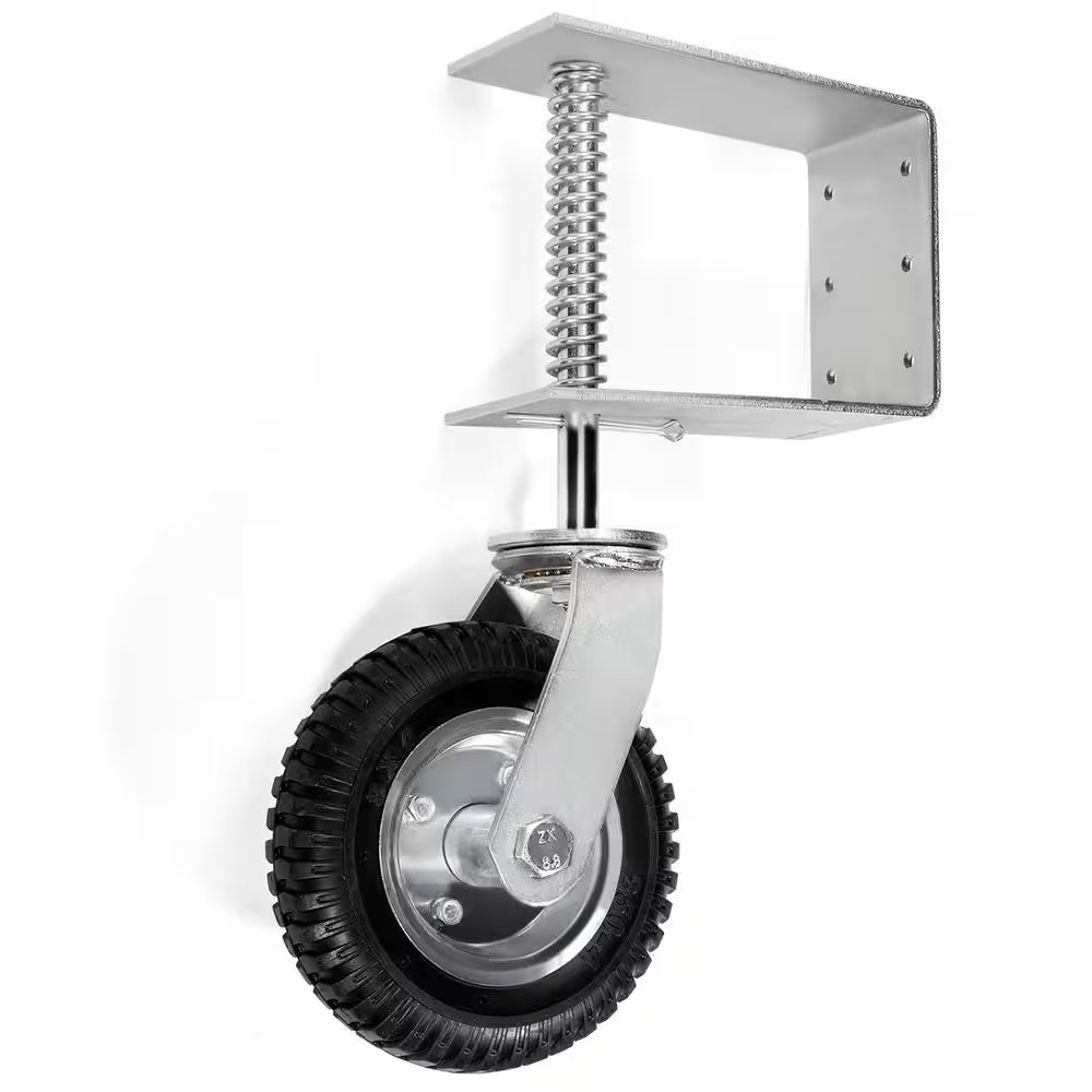 Stark USA Gate Caster 8in Heavy Duty Spring Loaded Adjustable Wheel 200lb Silver