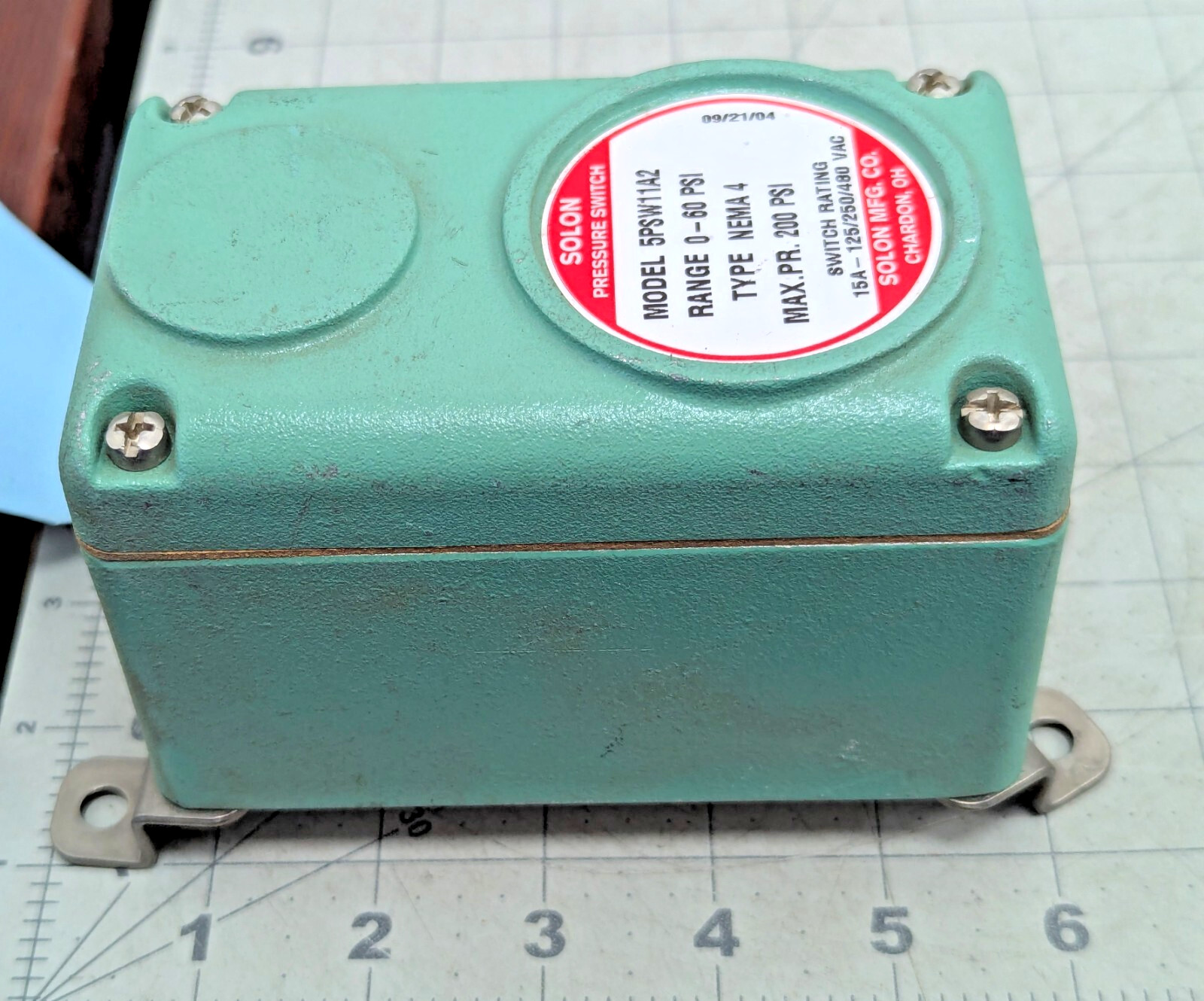 SOLON 5PSW11A2 PRESSURE SWITCH 0-60 PSI Nema 4 200PSI MAX 15A-125/250/480V C2S4