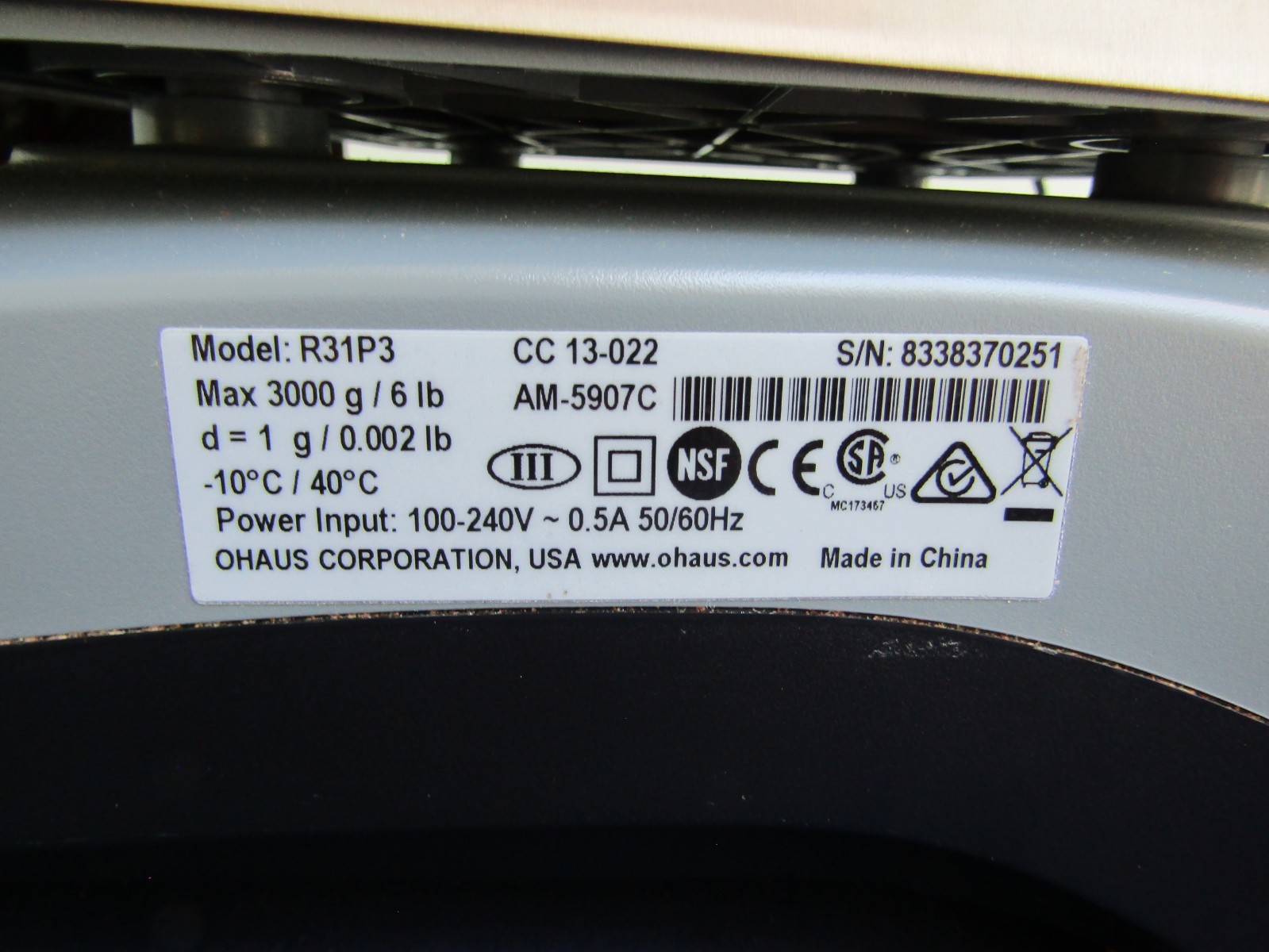 Ohaus Ranger 3000 R31P3 Compact Bench Scale max 1500g/3lb GUARANTEED