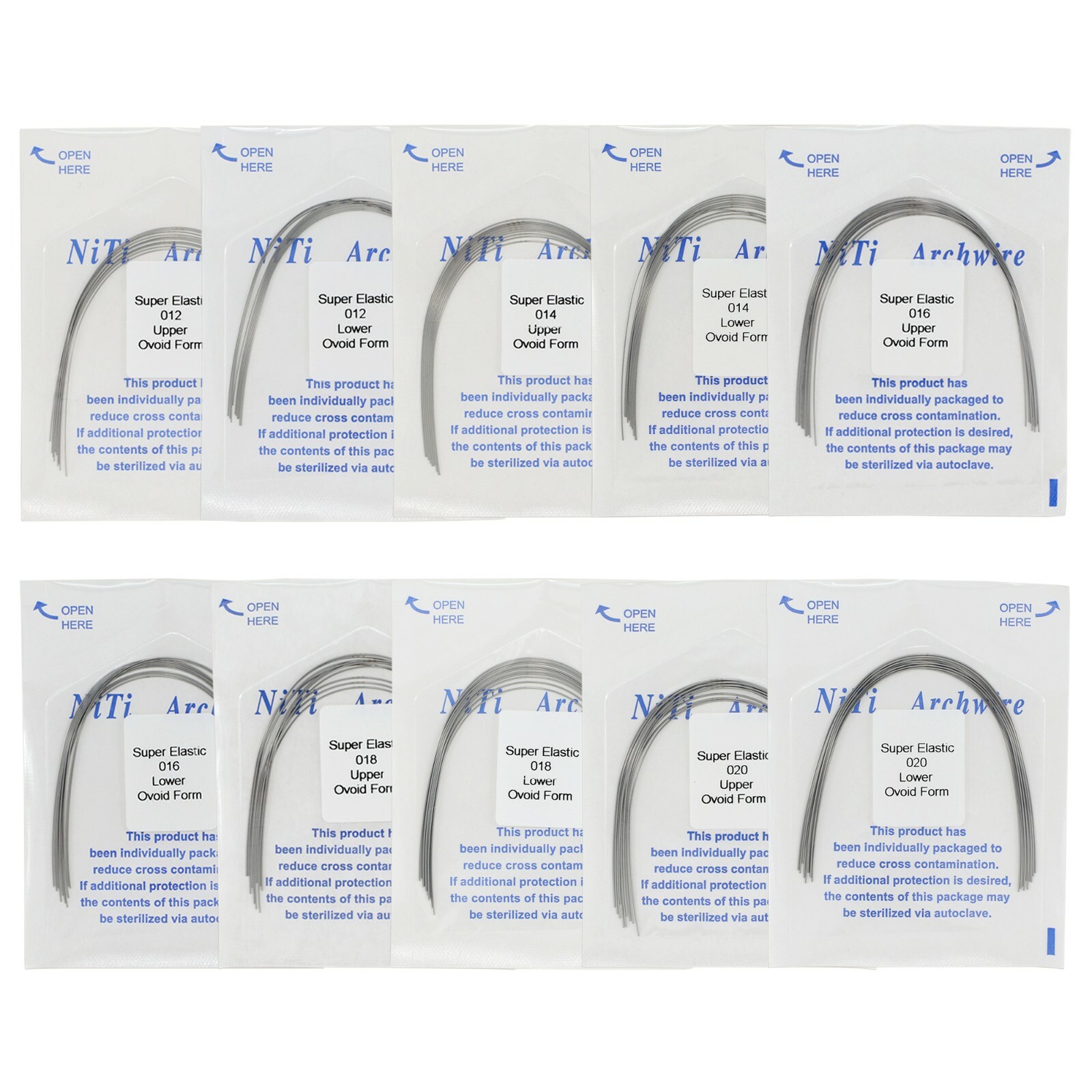 Dental Orthodontic Niti Super Elastic Arch Wires Round Rectangular Ovoid Natural
