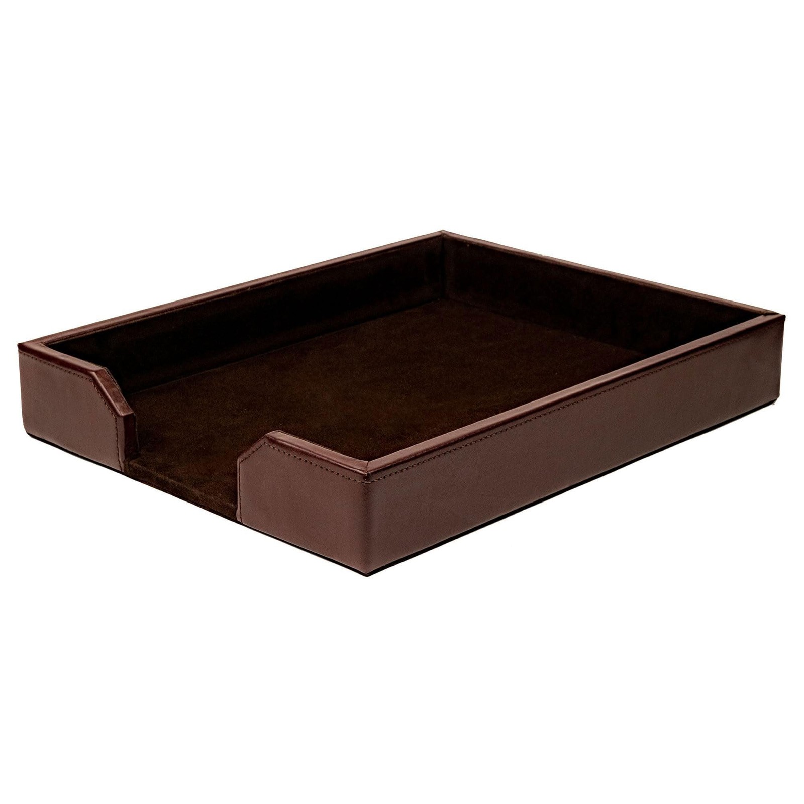 Dacasso Dark Brown Bonded Leather Luxury Letter Tray Holder – Paper Organizer