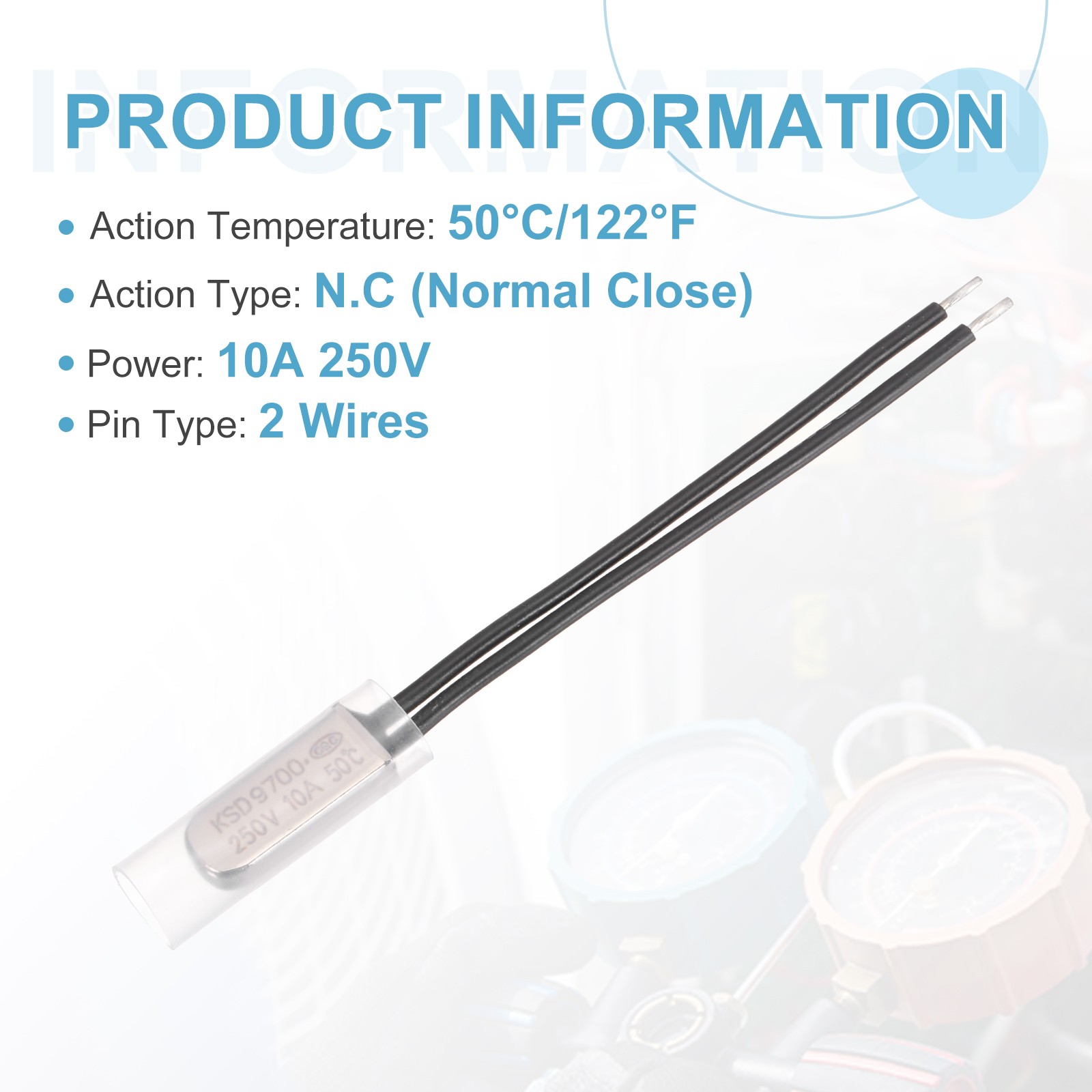 5 Pcs KSD9700 Thermostat 50°C/122°F Temperature Switch N.C 10A Metal