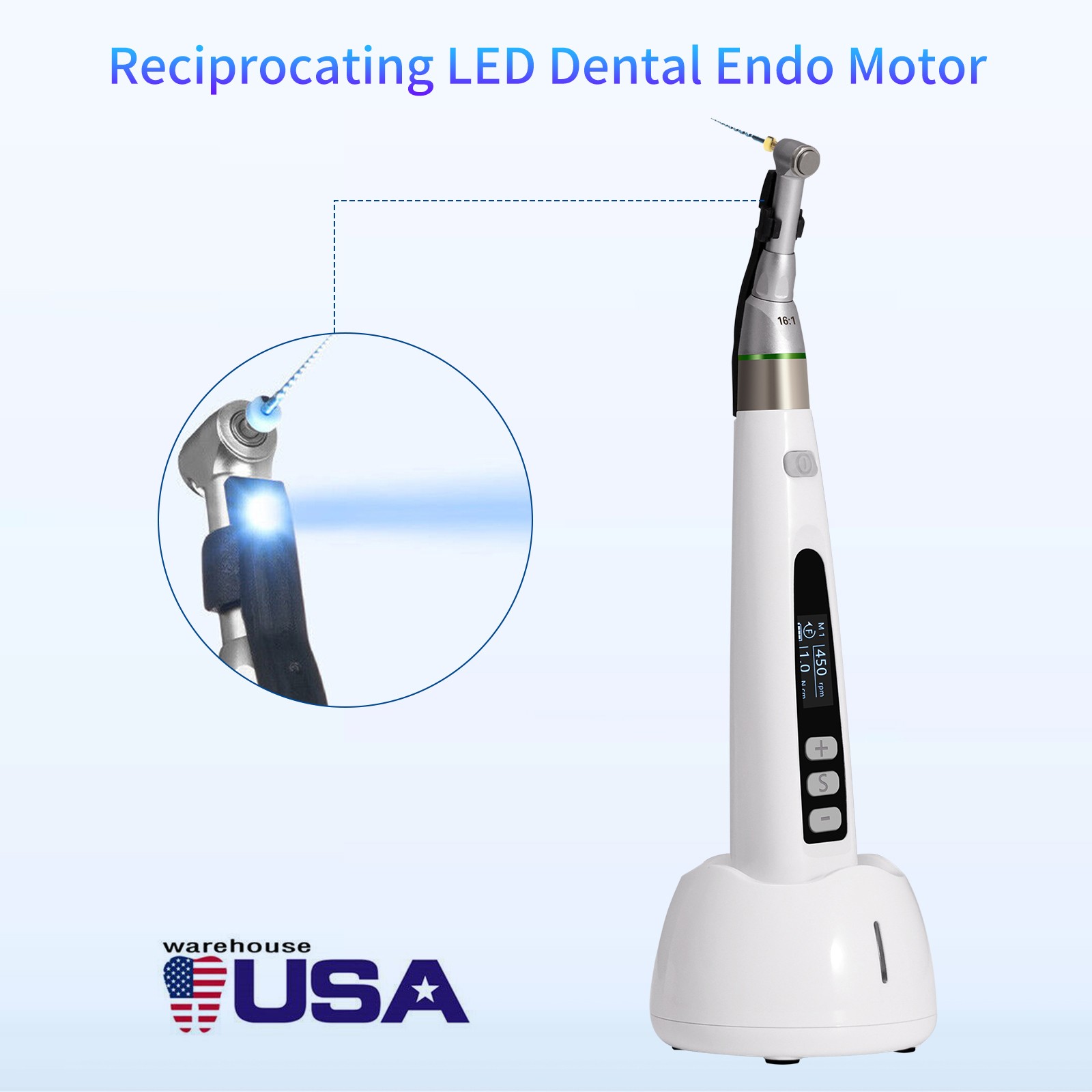 Dental Wireless Cordless LED Endo Motor 16:1 Handpiece Root Canal Treatment