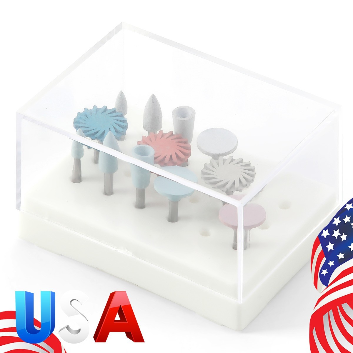 Dental Composite Polishing Burs Rubber Diamond Kit RA for Low Speed Handpiece
